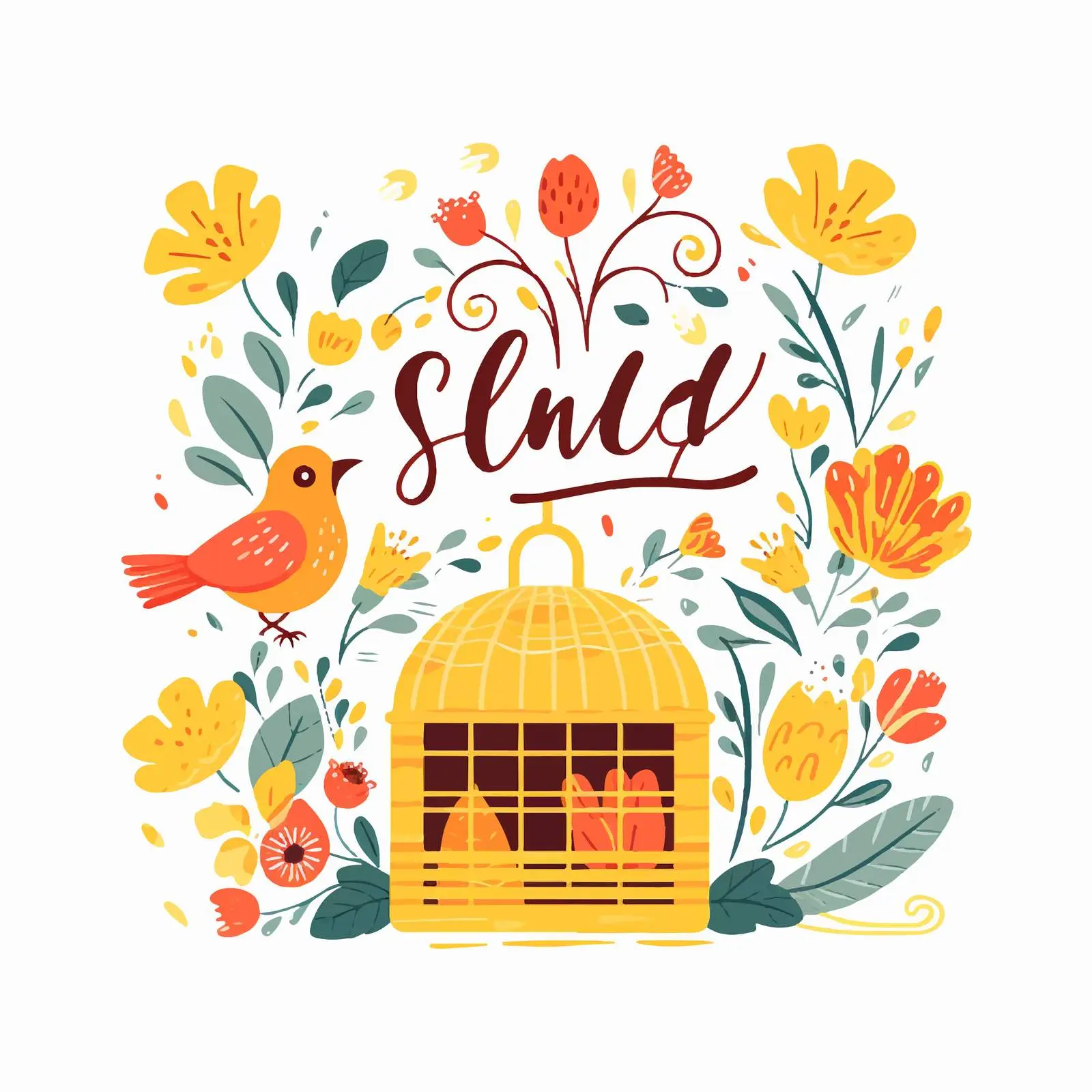 Hello Spring Handwritten Postcard Vector Template — free download from Dotvec