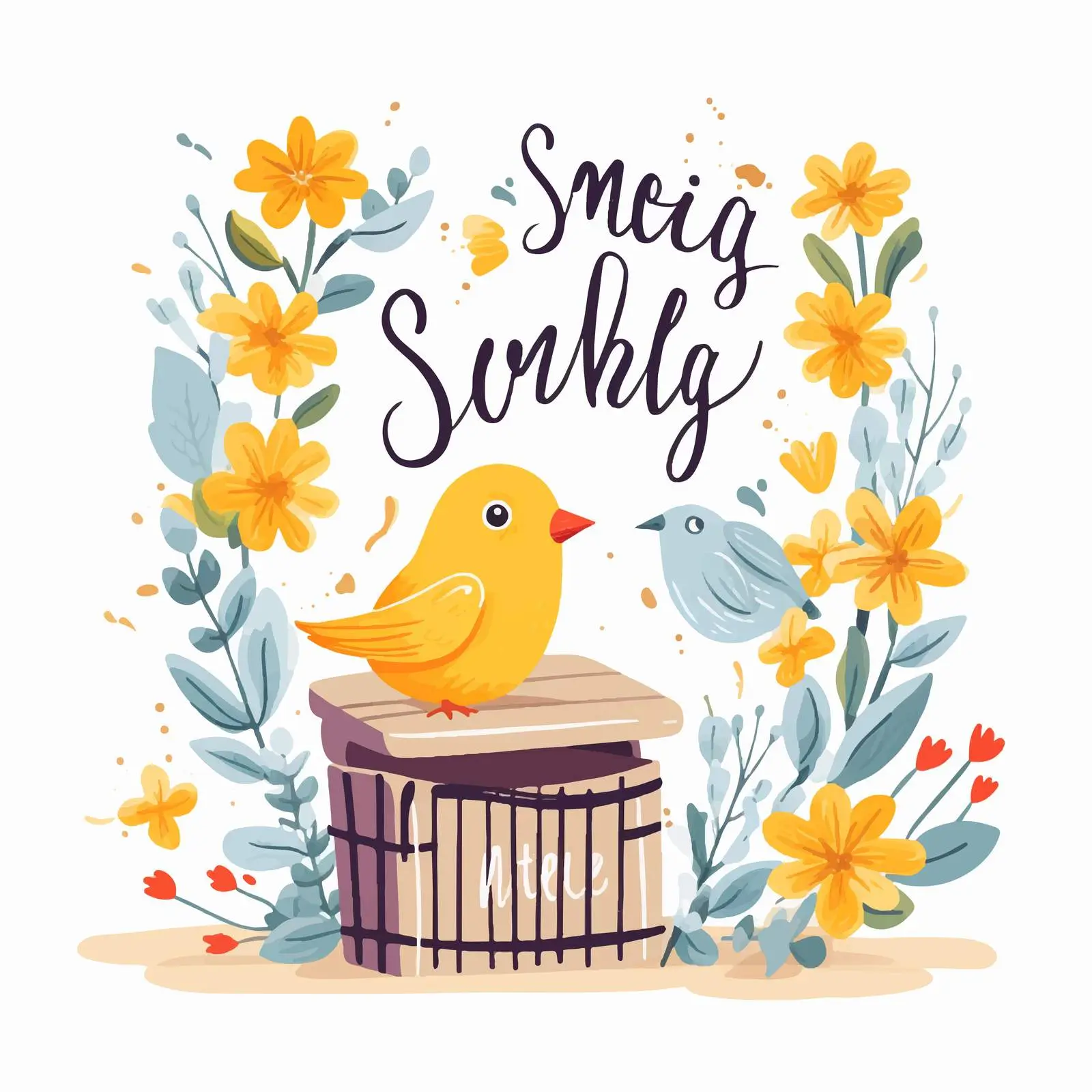 Hello Spring Decorative Postcard Template — free download from Dotvec