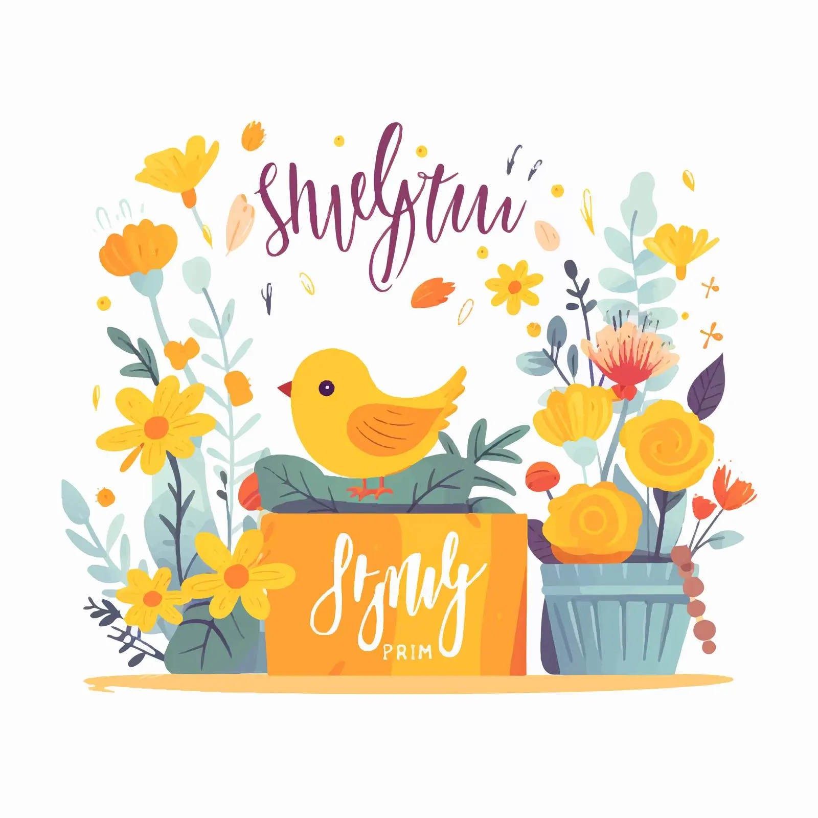 Hello Spring Decorative Postcard Template — free download from Dotvec