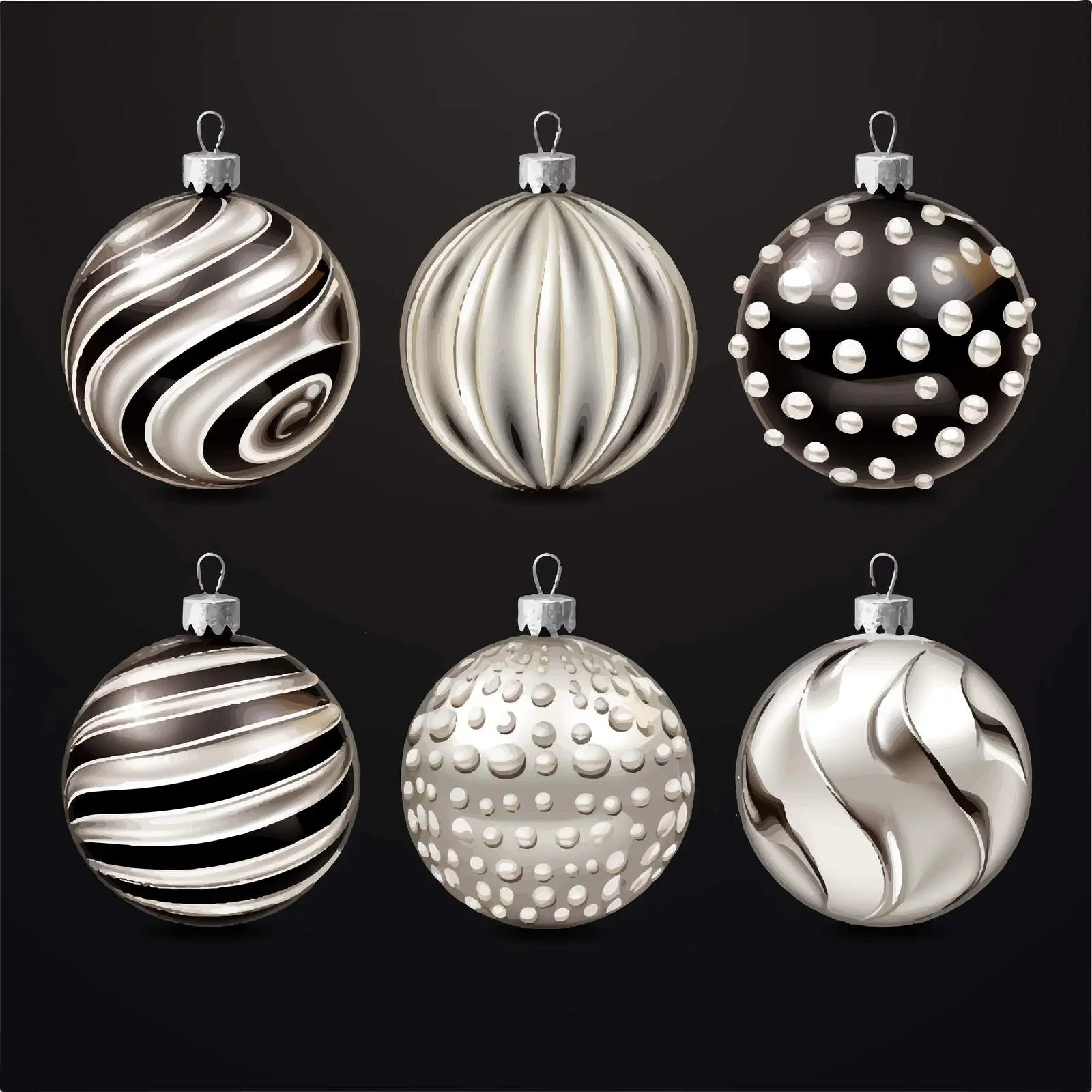 Elegant Silver Christmas Balls 3D Set – free vector set image from Dotvec