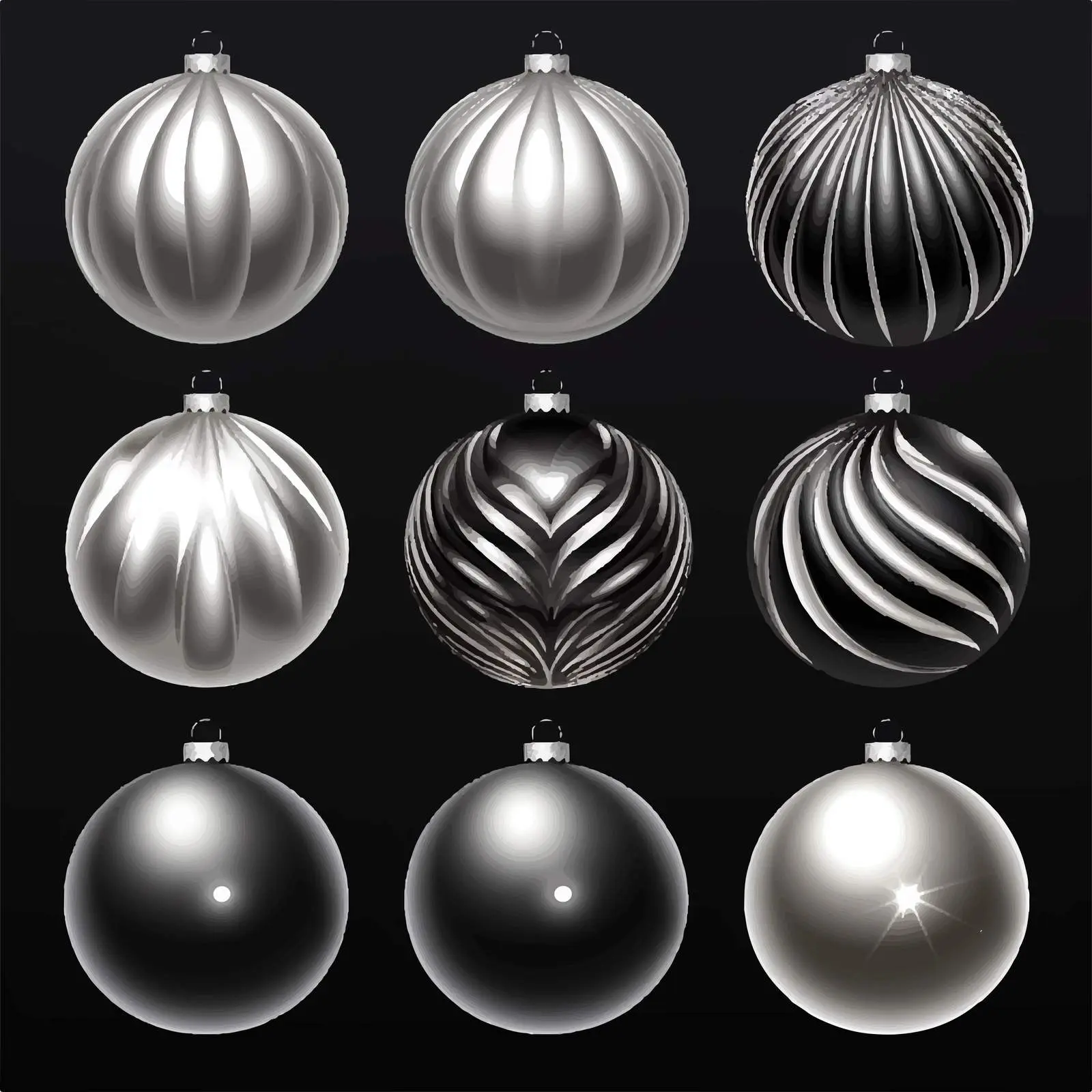 Classic Silver Christmas Balls 3D Vector Set — free download from Dotvec