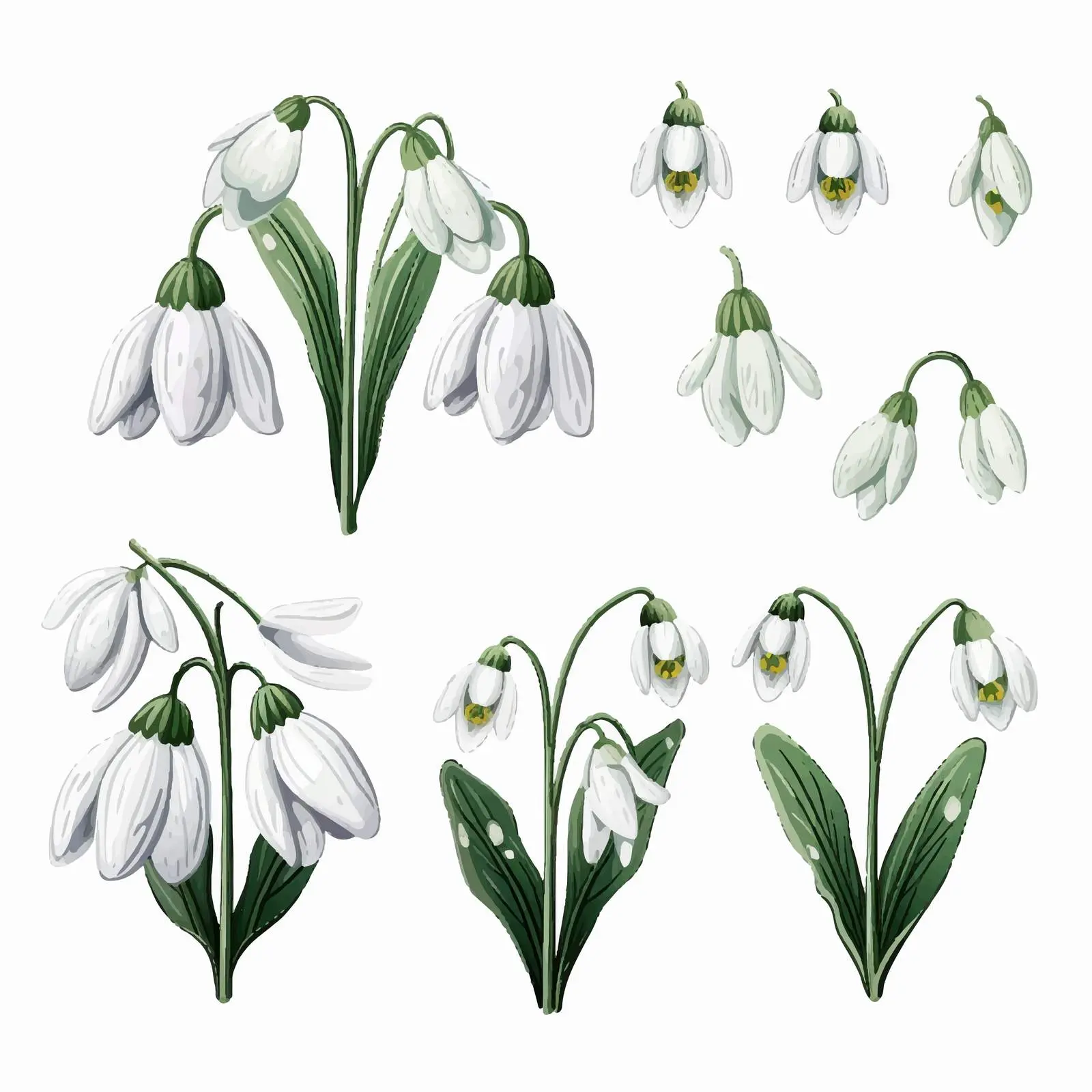 Textured Snowdrops Winter Christmas Elements Kit – free charming design image from Dotvec