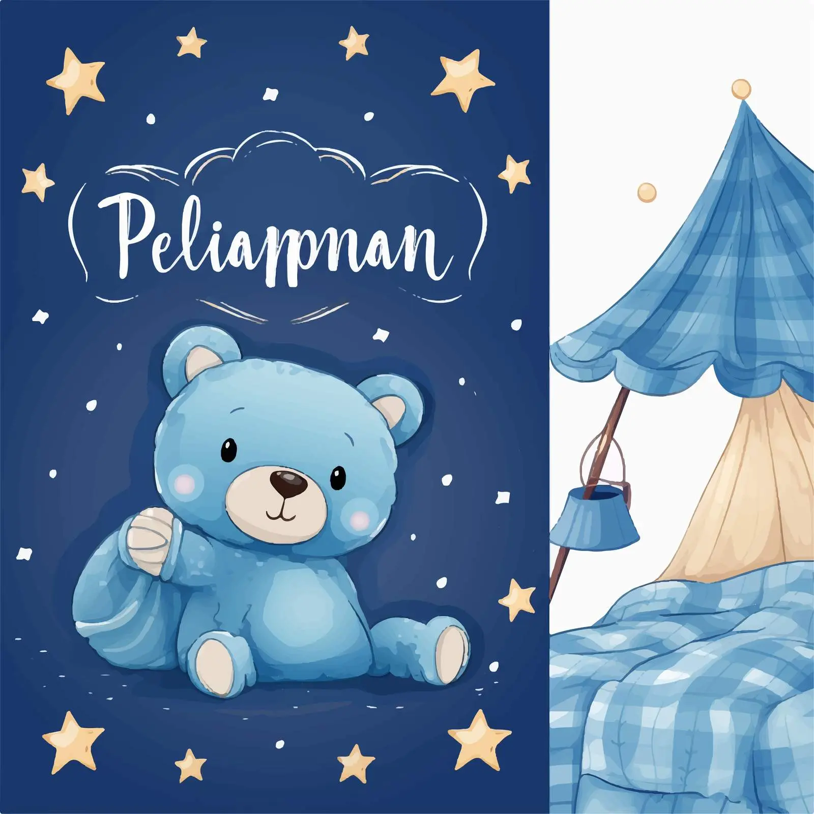 Deep Blue Pajama Sleepover Party Invitation Card — free download from Dotvec