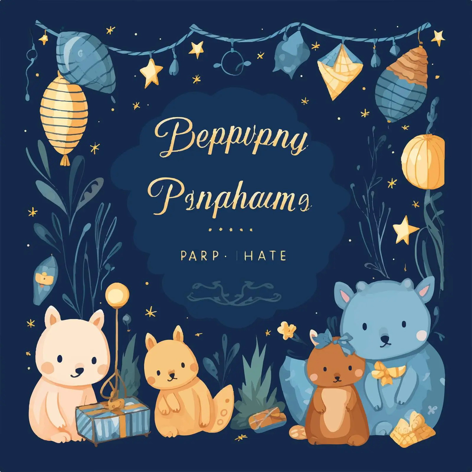 Deep Blue Pajama Sleepover Party Invitation Template — free download from Dotvec