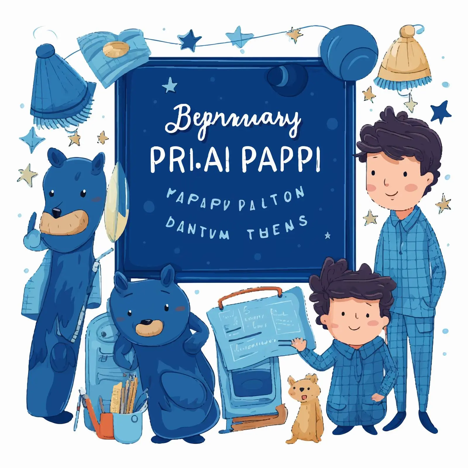 Deep Blue Pajama Sleepover Party Invitation Card — free download from Dotvec