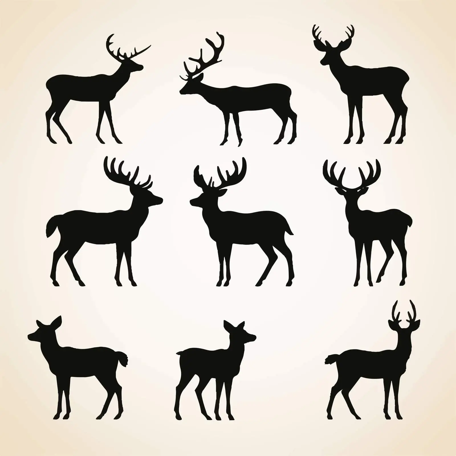 Christmas Deer Silhouettes Set on White Background — free download from Dotvec