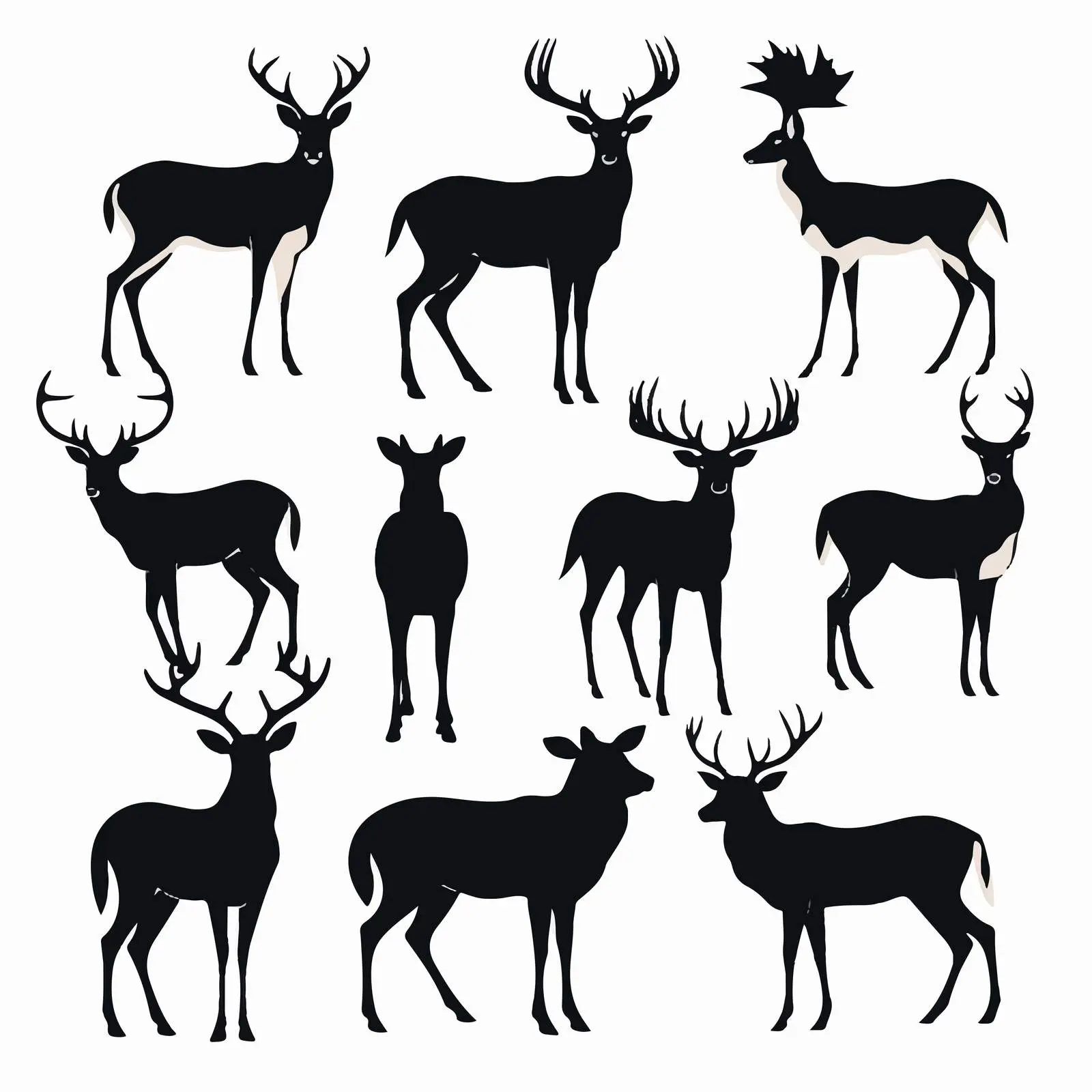 Christmas Deer Silhouettes Set on White Background — free download from Dotvec
