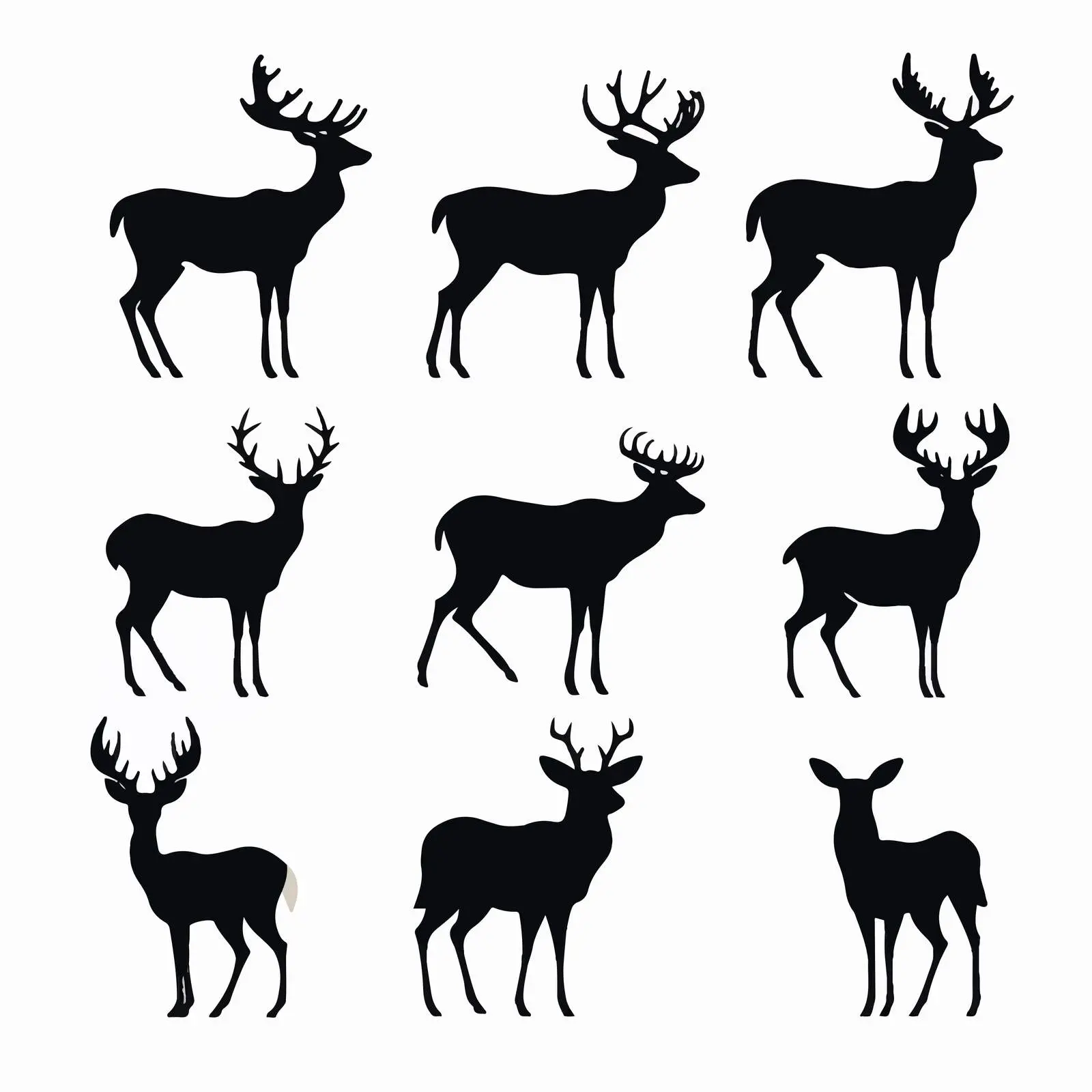 Christmas Deer Silhouettes Set on White Background — free download from Dotvec
