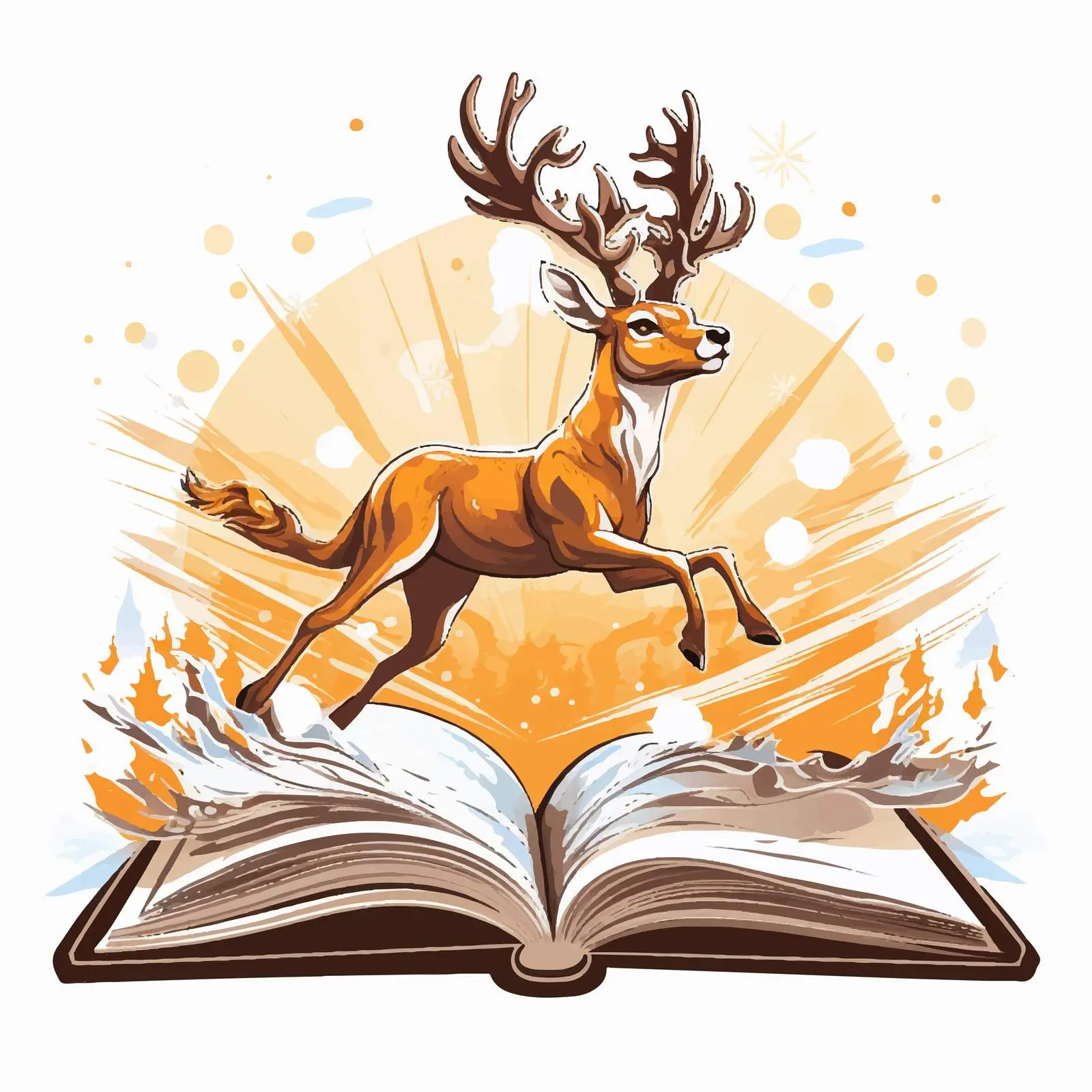 Deer Leaping from Open Storybook Vector Art — free download from Dotvec