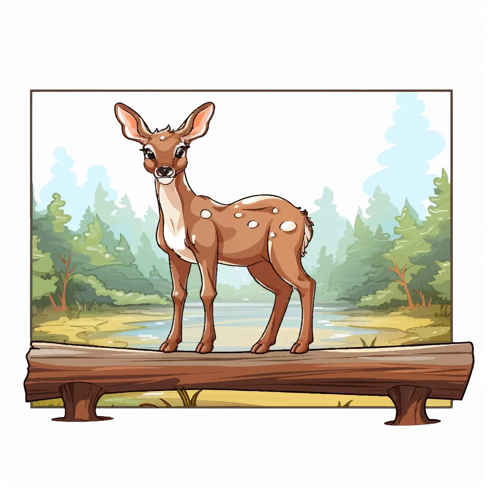 Deer with Wooden Sign Banner Illustration — free download from Dotvec