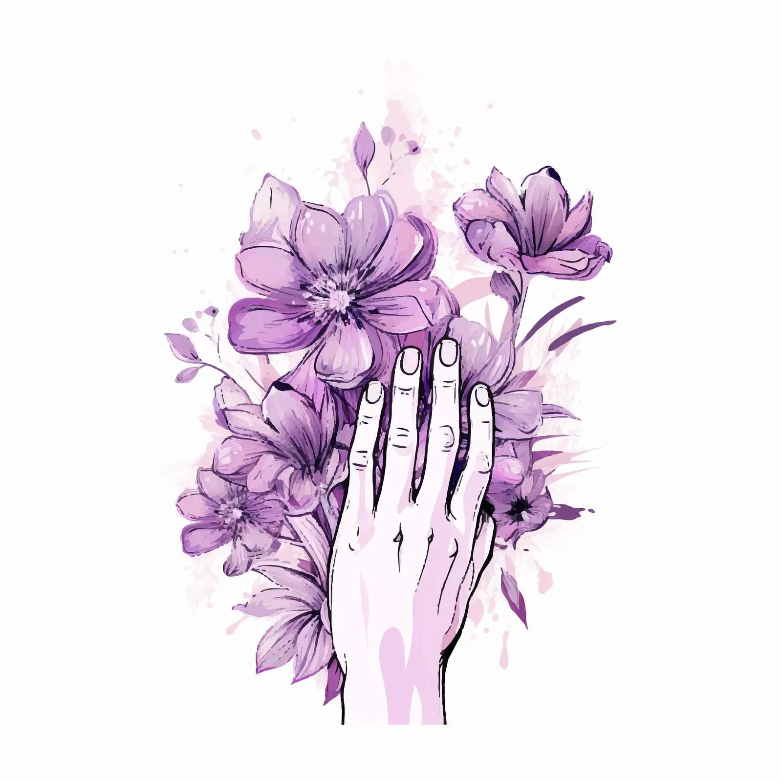 Delicate Flowers on Beautifully Manicured Hand — free download from Dotvec