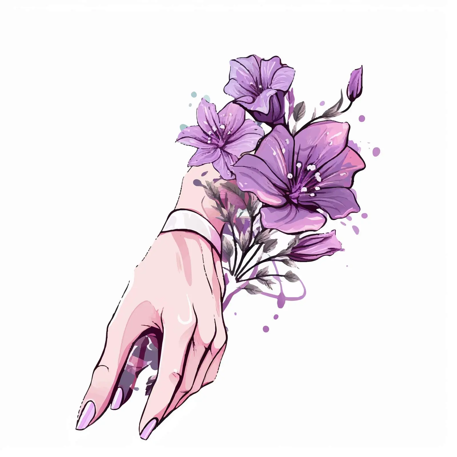 Delicate Flowers on Manicured Hand — free download from Dotvec