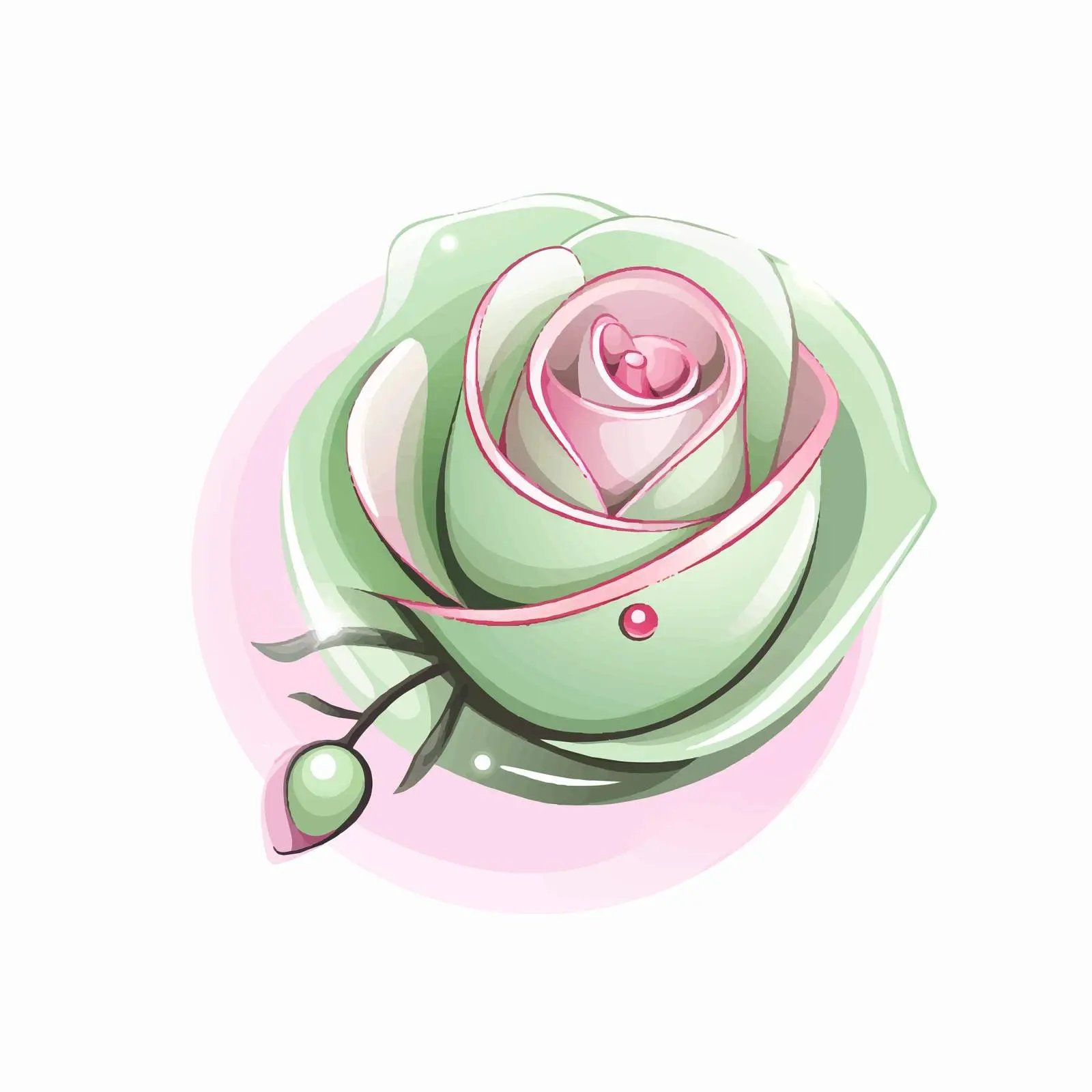 Delicate Pink Rose with Green Nails Vector Art — free download from Dotvec