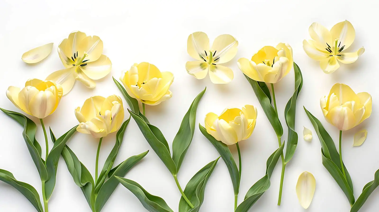 Delicate Yellow Tulip Bouquet on White Background – free tulips image from Dotvec