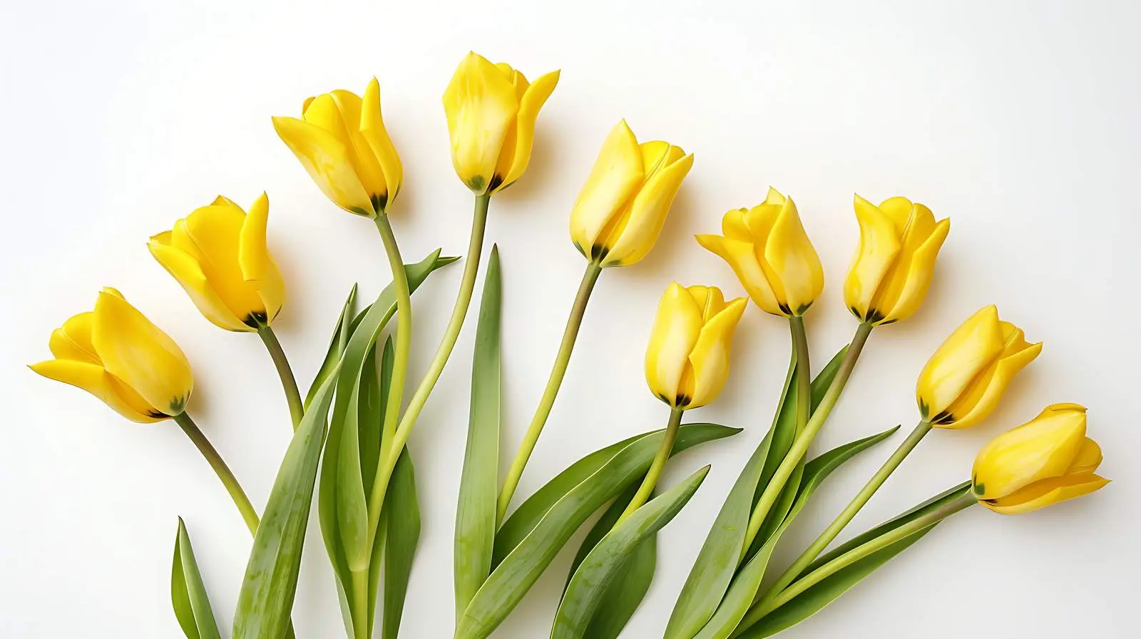 Delicate Yellow Tulip Bouquet on White Background – free tulips image from Dotvec