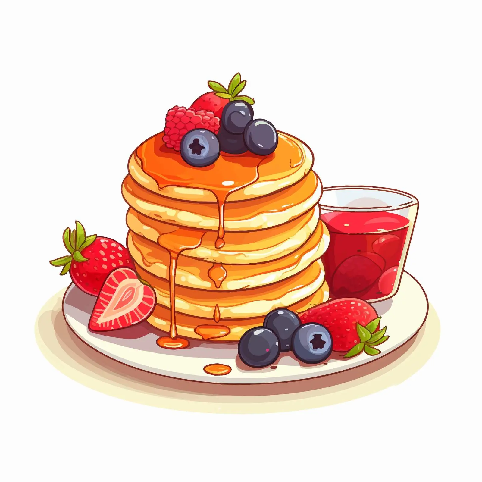 Cute Pancakes with Fruits for Breakfast — free download from Dotvec
