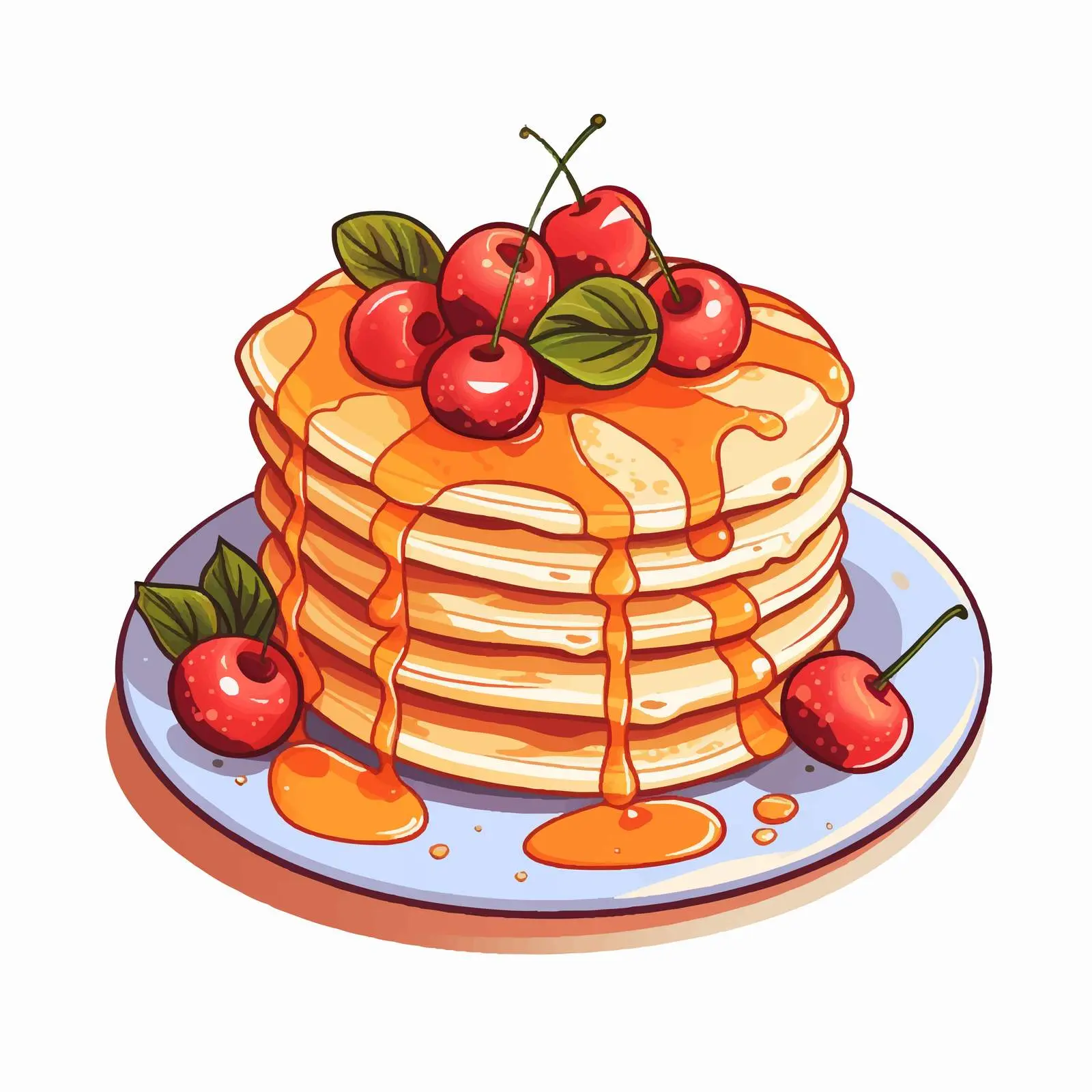 Cute Illustrations of Sweet Fruit Pancakes — free download from Dotvec