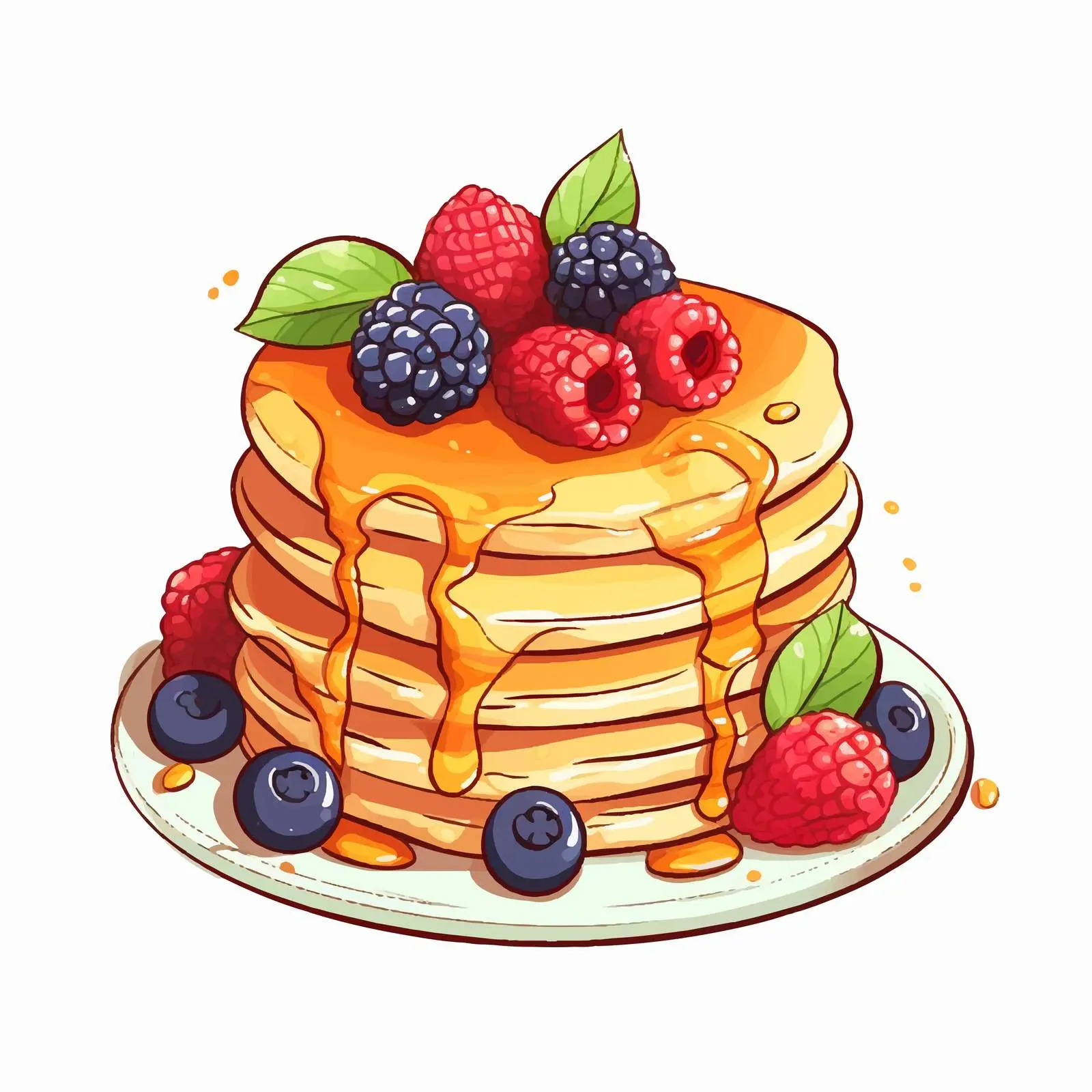 Cute Pancakes with Fruits Illustration — free download from Dotvec