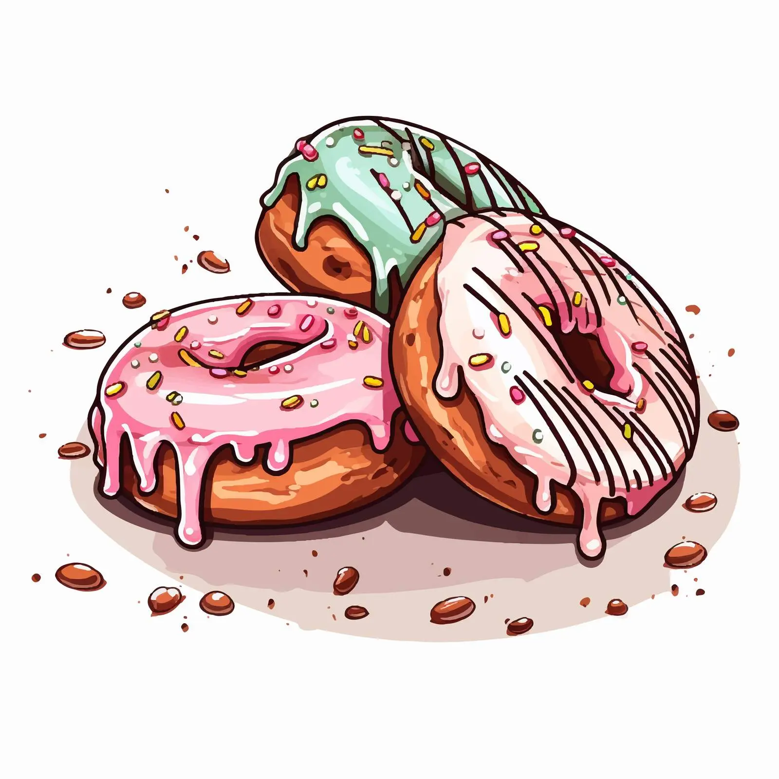 Doodle Style Delicious Buns and Donuts — free download from Dotvec