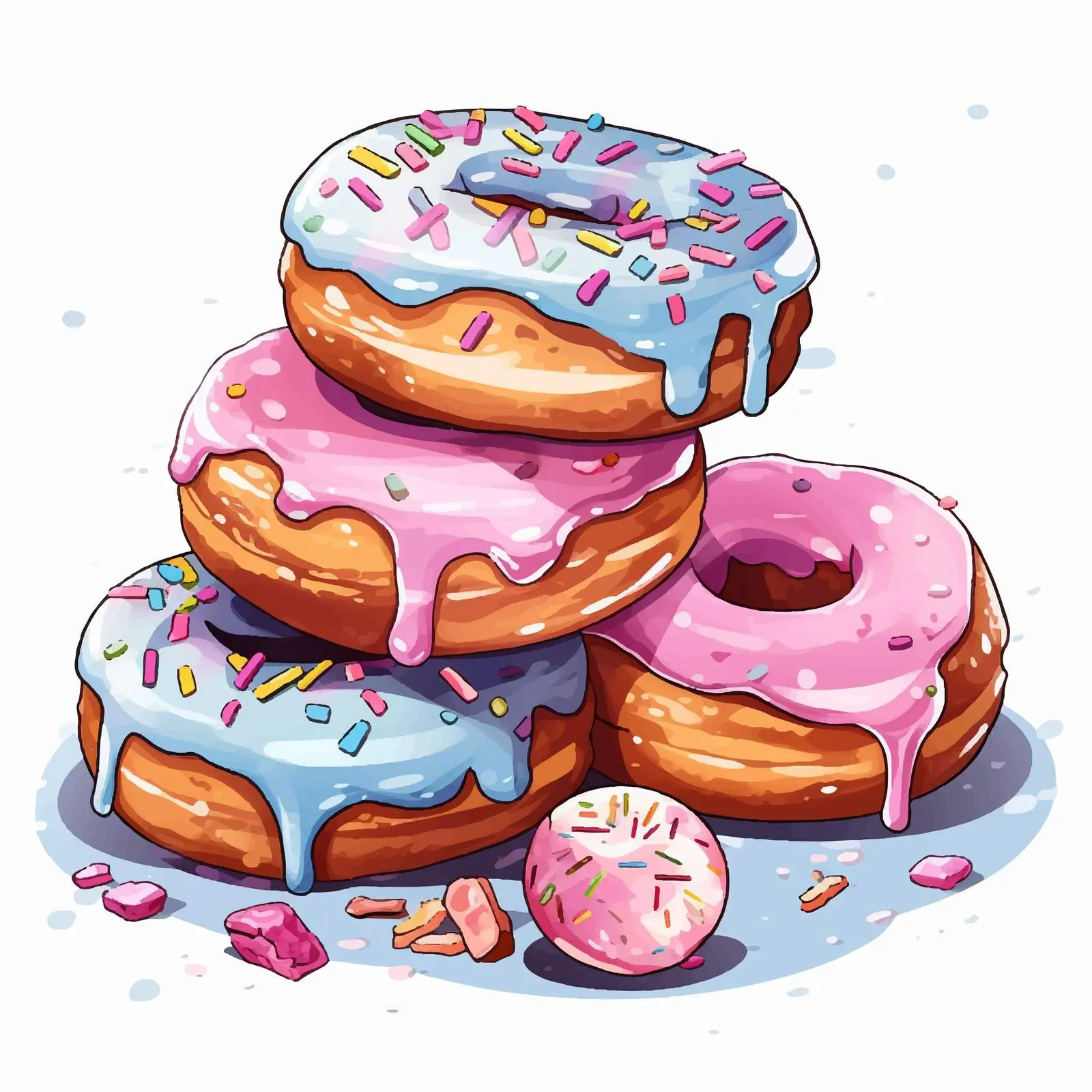 Doodle Style Delicious Buns and Donuts Illustration — free download from Dotvec