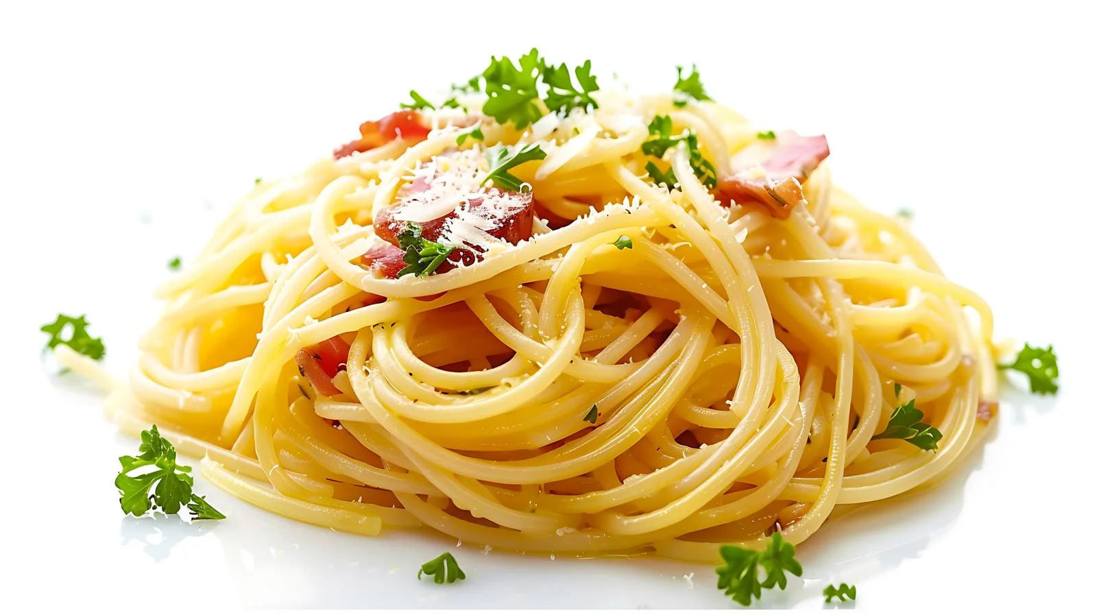 Gourmet Carbonara Pasta Close-Up on White — free download from Dotvec
