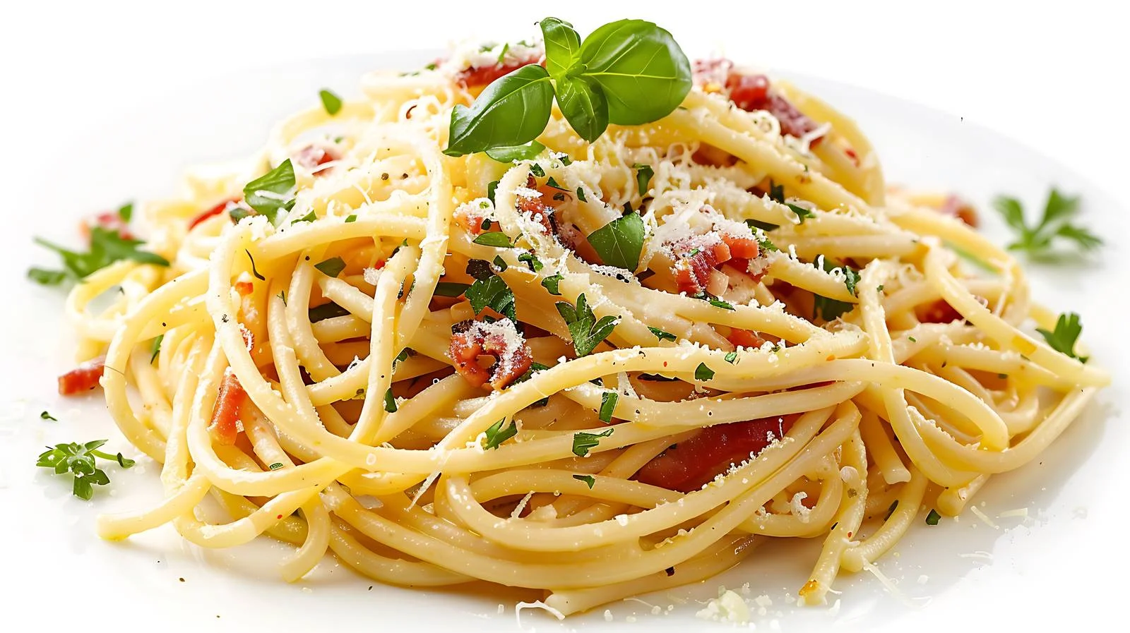 Savory Carbonara Pasta on White Background — free download from Dotvec