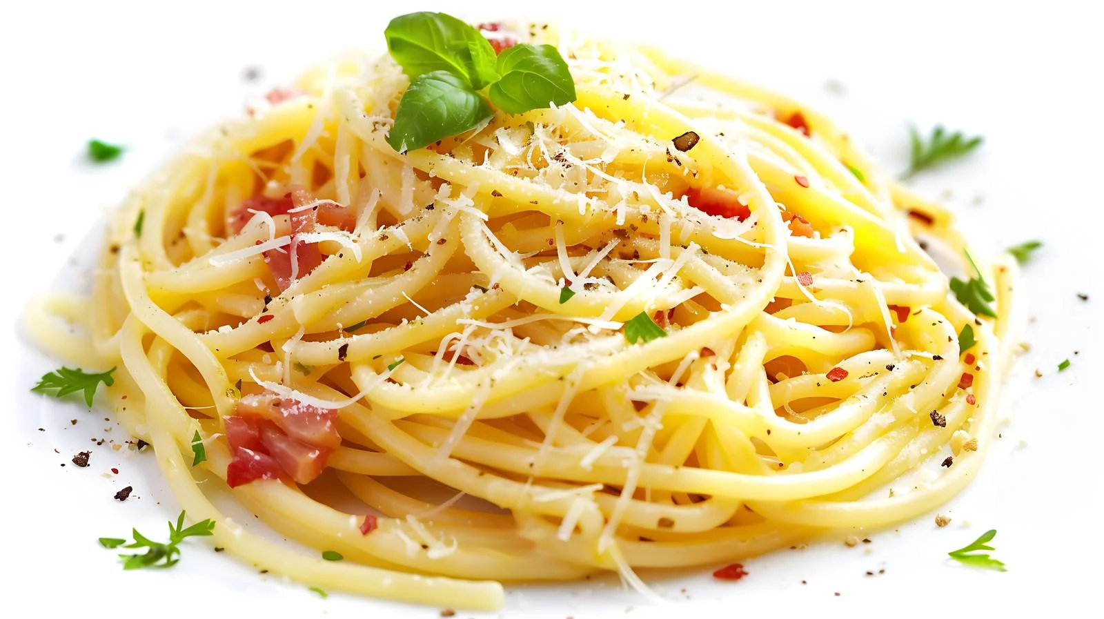 Gourmet Carbonara Pasta on White Background — free download from Dotvec