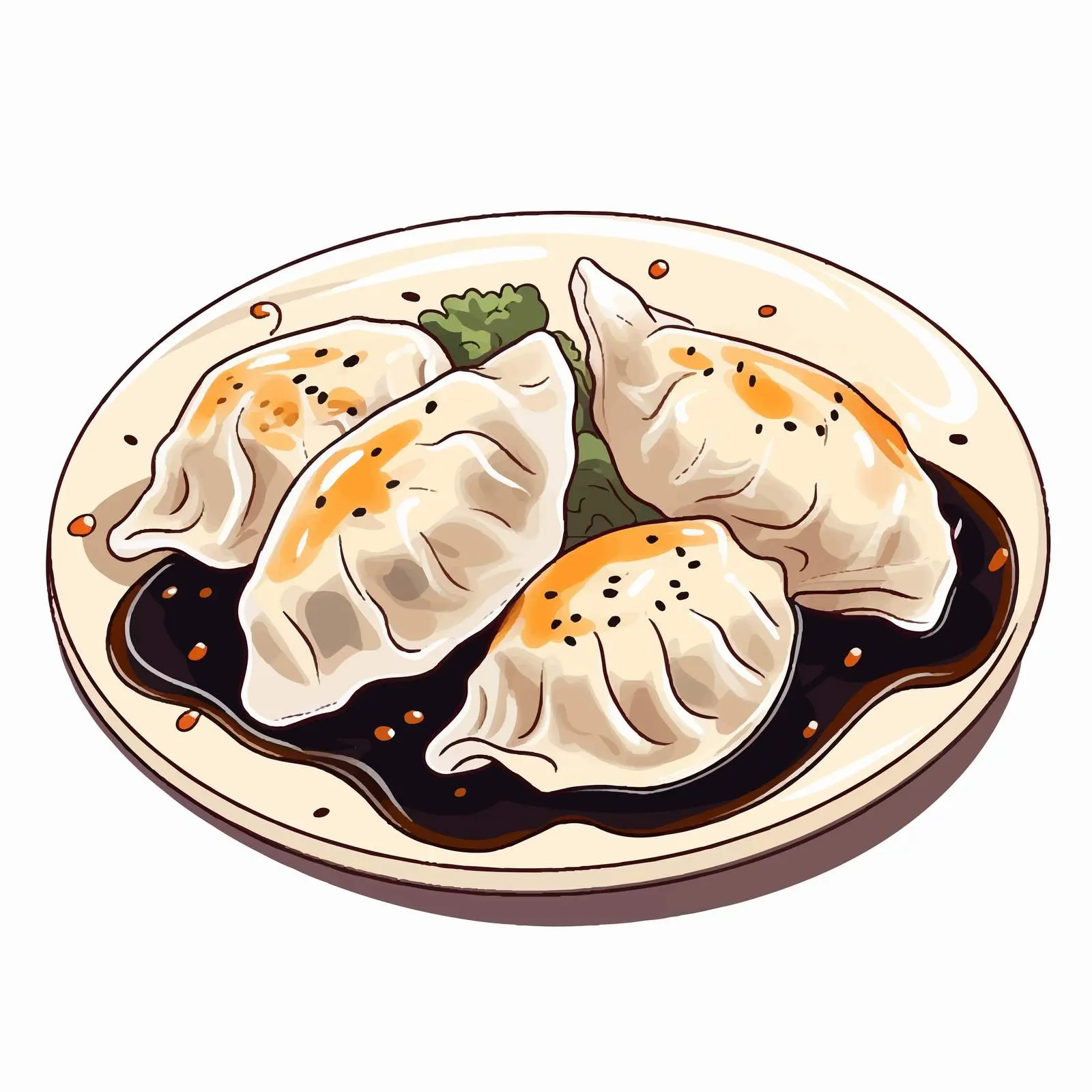 Doodle Style European Dumplings Illustration – free culinary illustration image from Dotvec