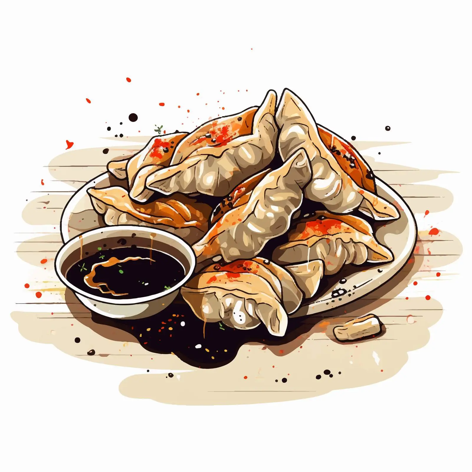 Doodle Style European Cuisine Dumplings Illustration — free download from Dotvec