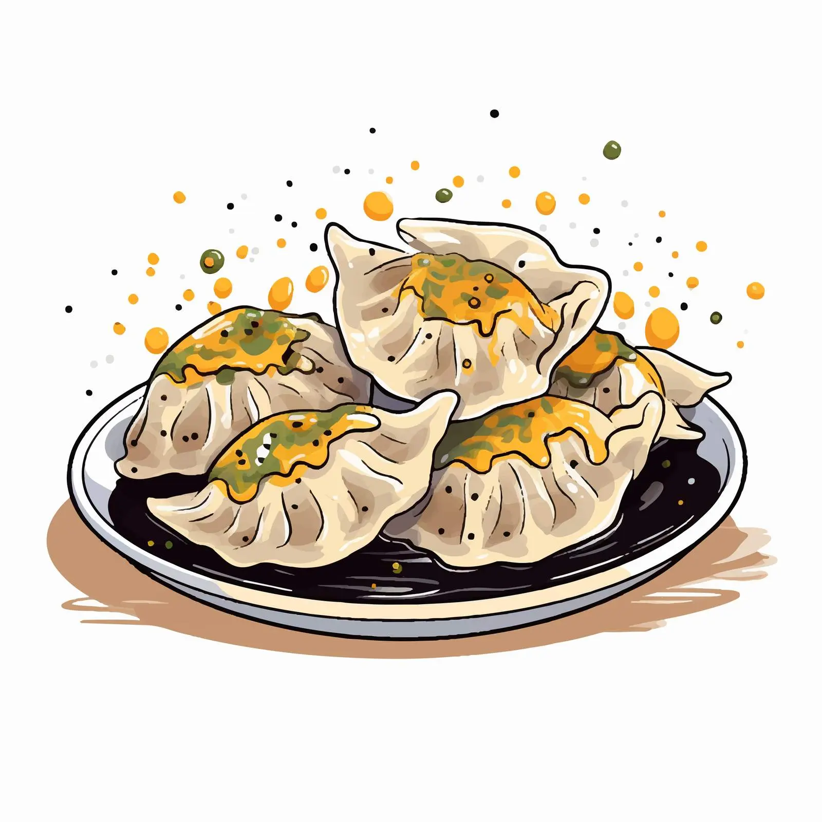 Doodle Style Delicious European Dumplings Illustration — free download from Dotvec