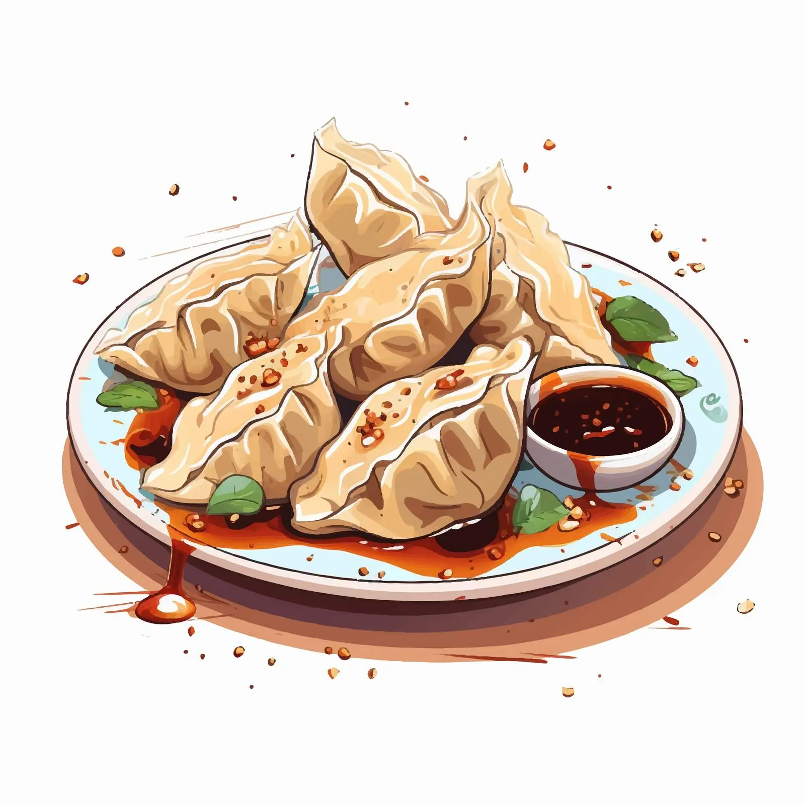 Delicious European Cuisine Dumplings Doodle Illustration – free culinary illustration image from Dotvec