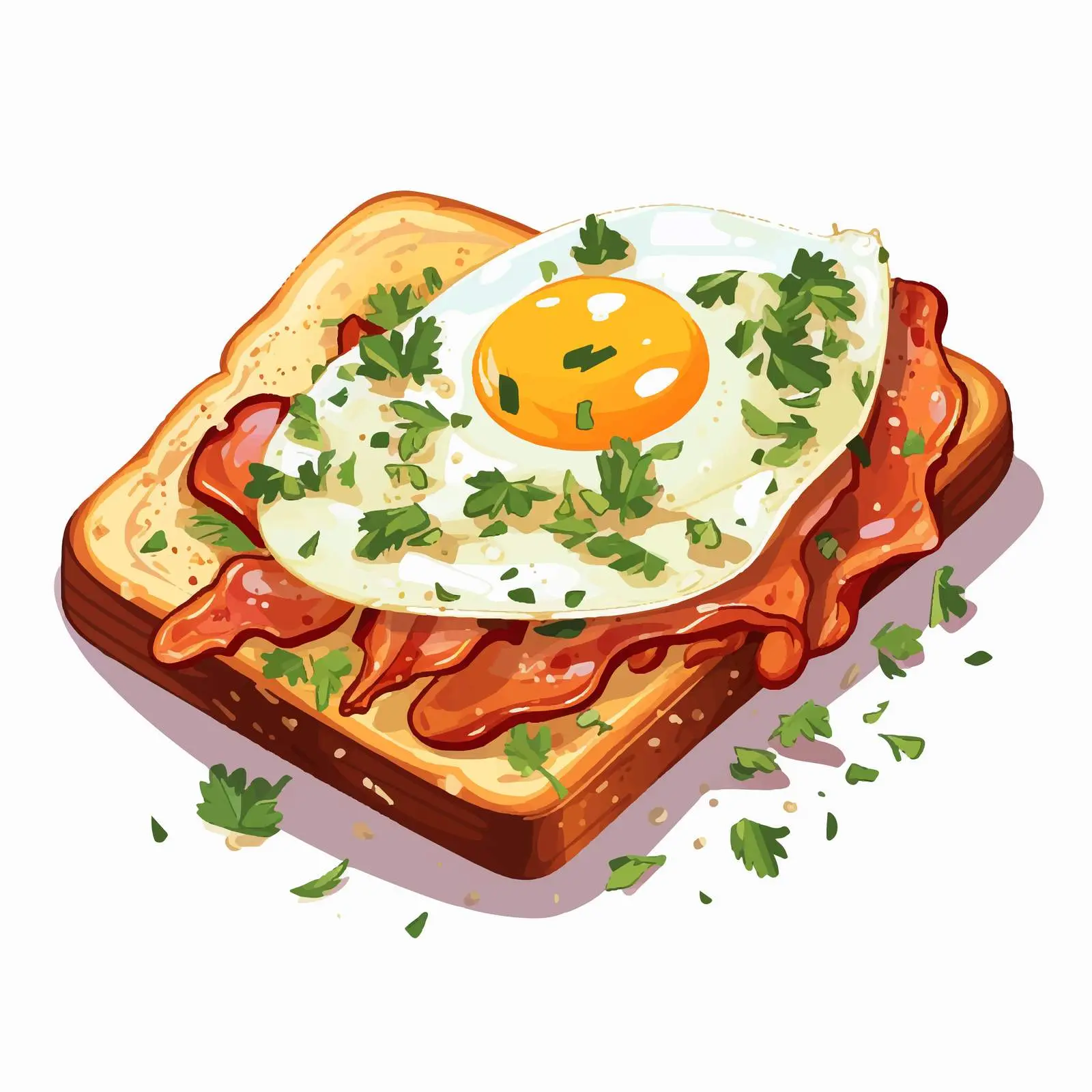 Herb-Garnished Egg and Bacon Toast Breakfast — free download from Dotvec