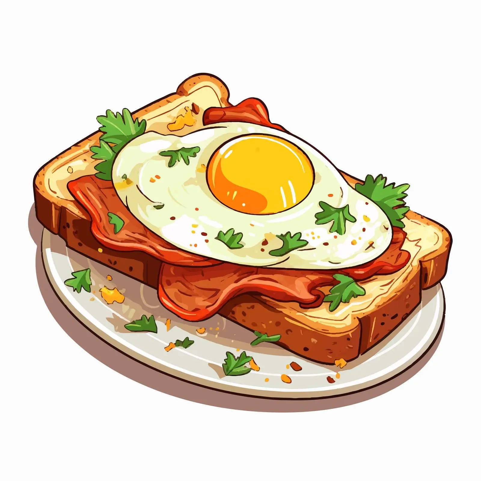 Herb Garnished Egg and Bacon Toast – free egg toast image from Dotvec