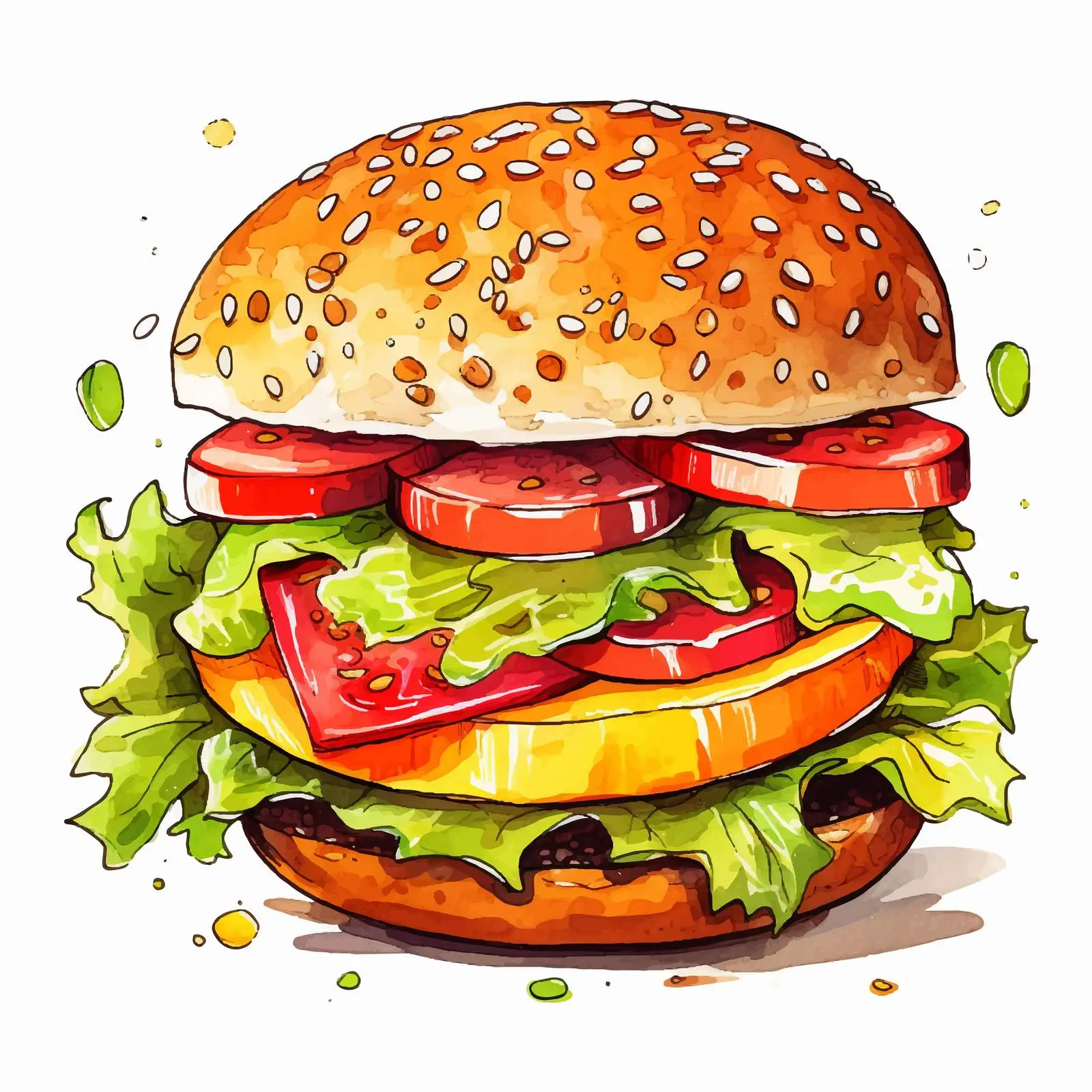 Funny Cartoon Hamburger Illustration — free download from Dotvec