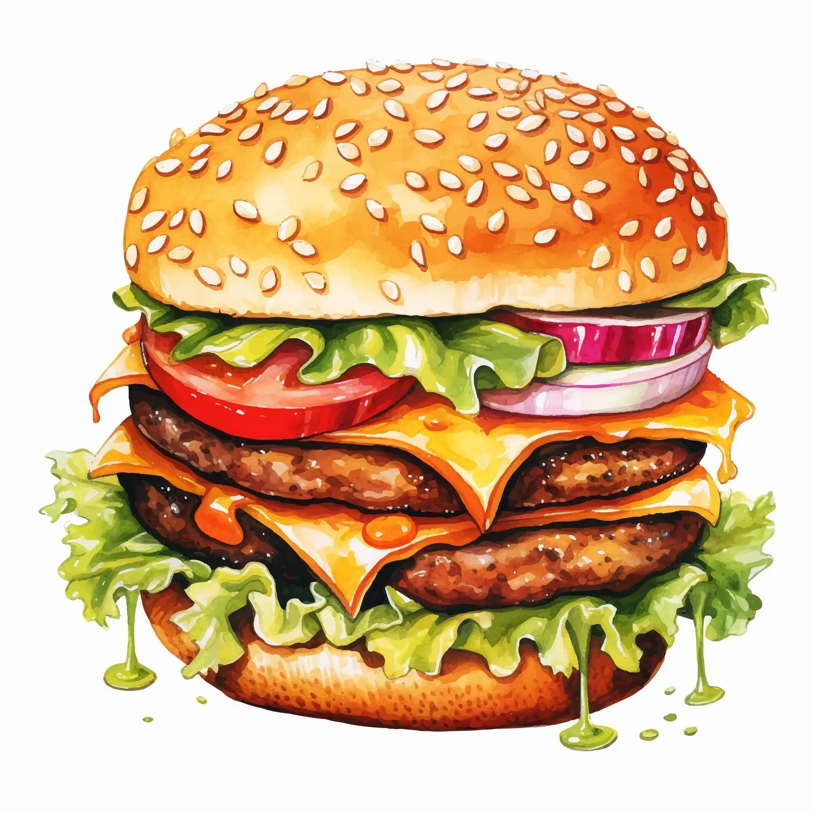 Funny Cartoon Hamburger Food Illustration – free icing image from Dotvec