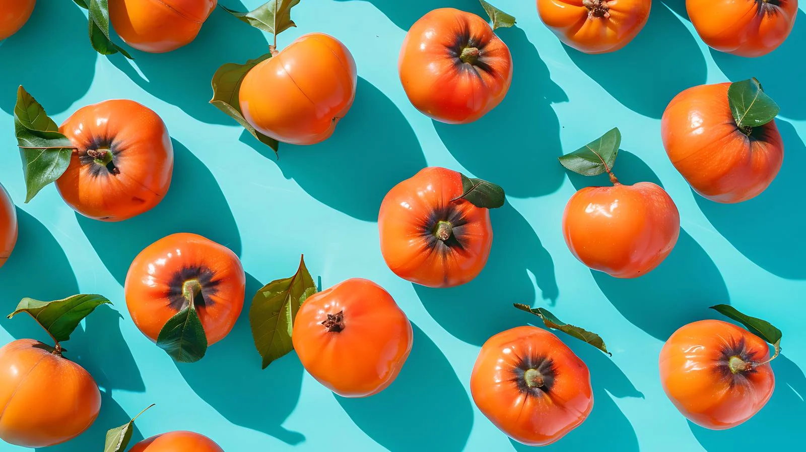 Vibrant Persimmon Fruits on Blue Background — free download from Dotvec