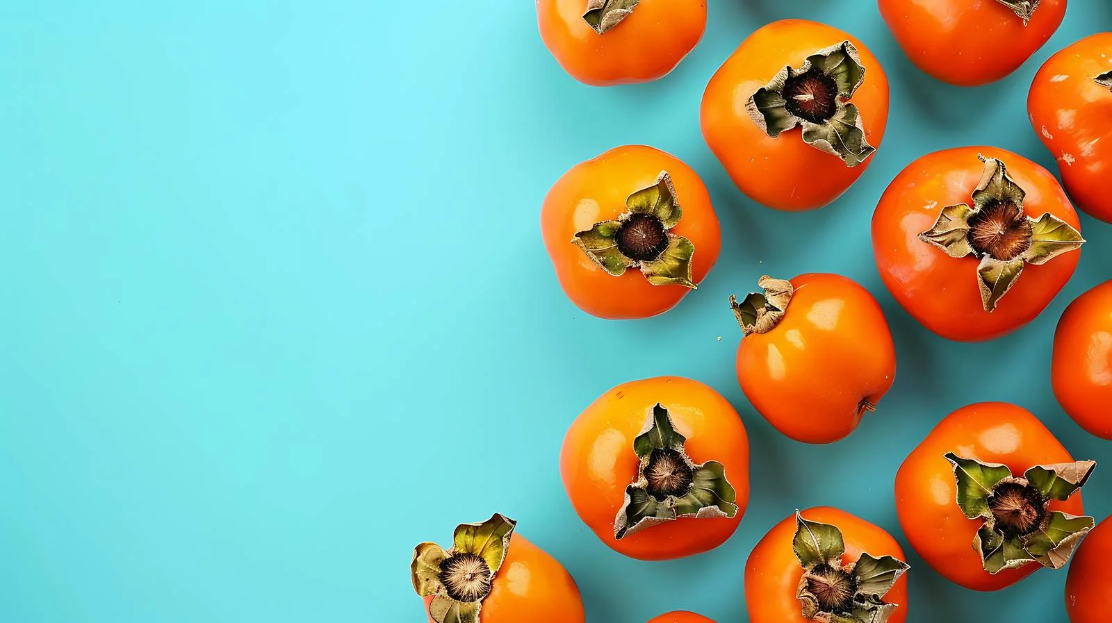 Vibrant Persimmon Fruits on Blue Background — free download from Dotvec