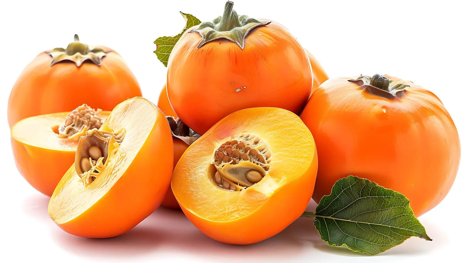 Vibrant Persimmon Fruits on Wooden Table — free download from Dotvec