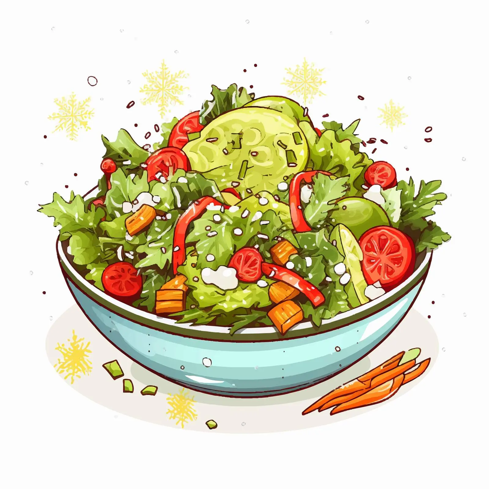 Holiday Salad Olivier with Festive Toy Backdrop — free download from Dotvec