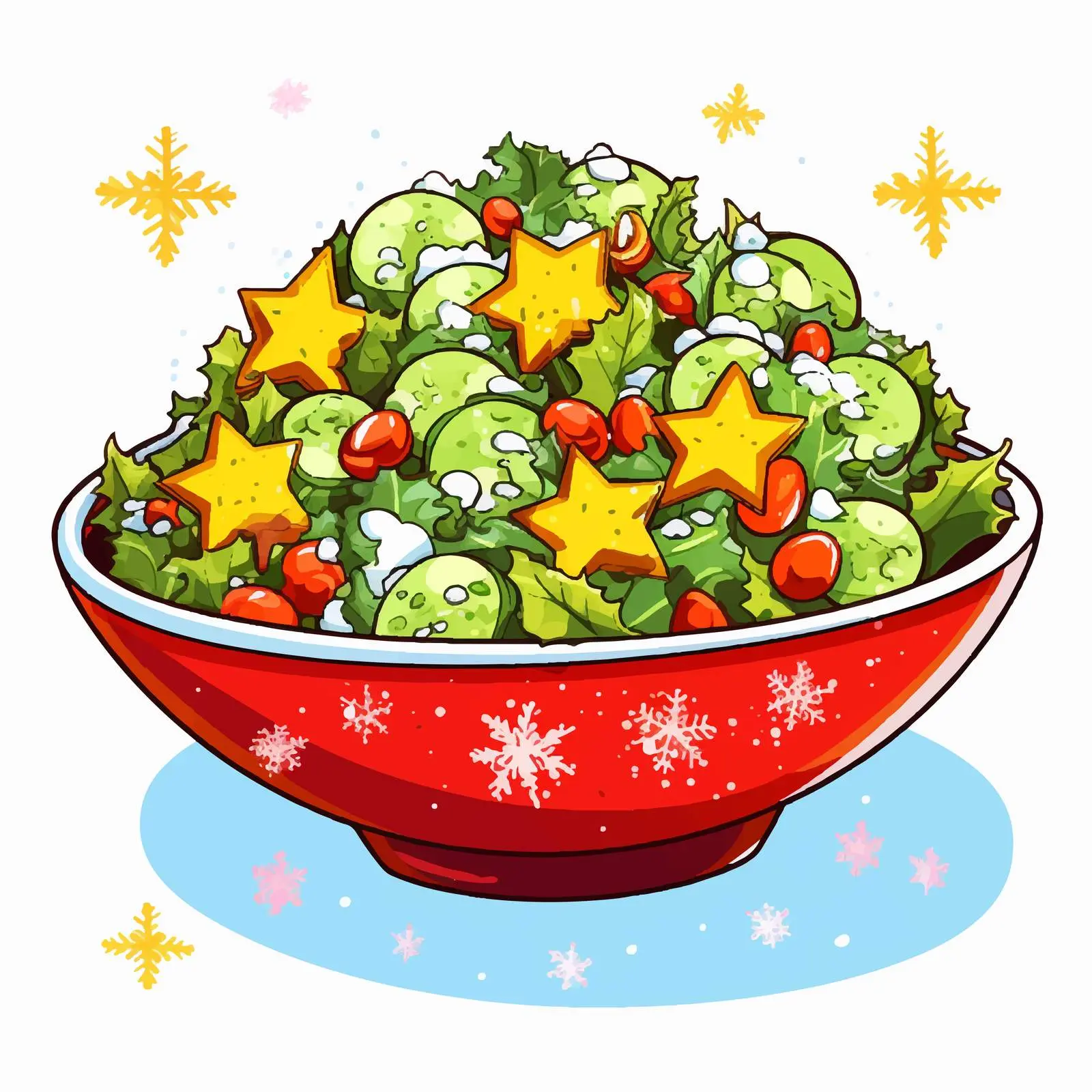 Holiday Salad Olivier with Festive Toys Background — free download from Dotvec