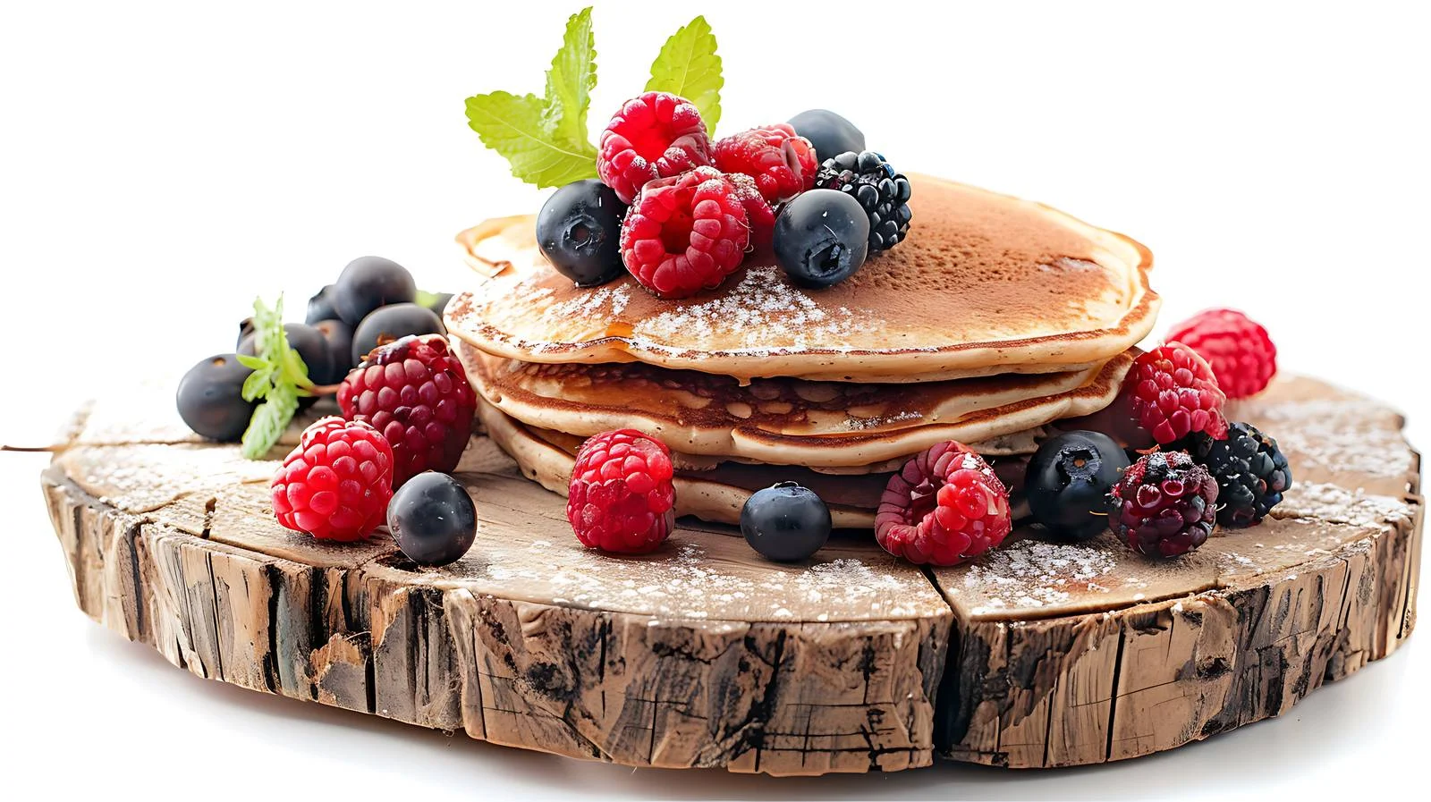 Tasty Pancakes Fresh Berries Rustic Wood — free download from Dotvec