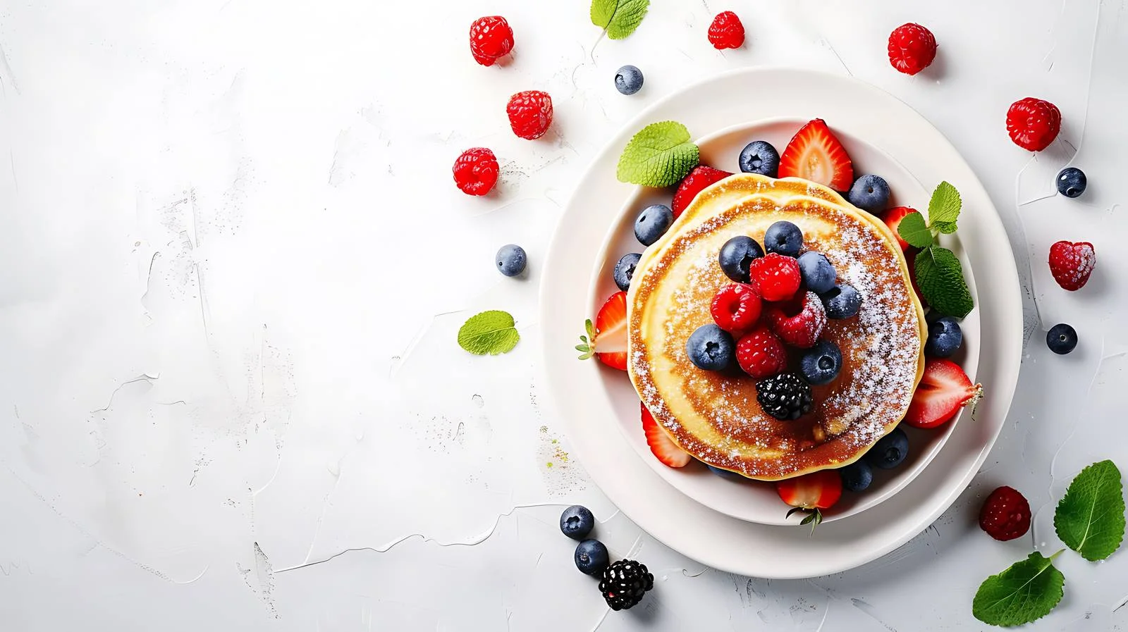 Berries Pancakes White Table Presentation – free raspberries image from Dotvec