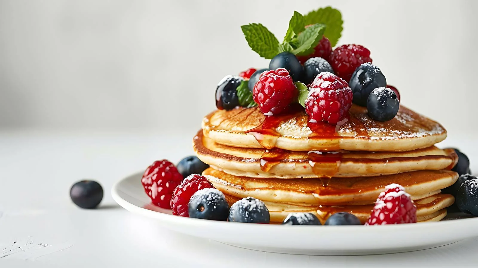 Berries Pancakes on White Table — free download from Dotvec