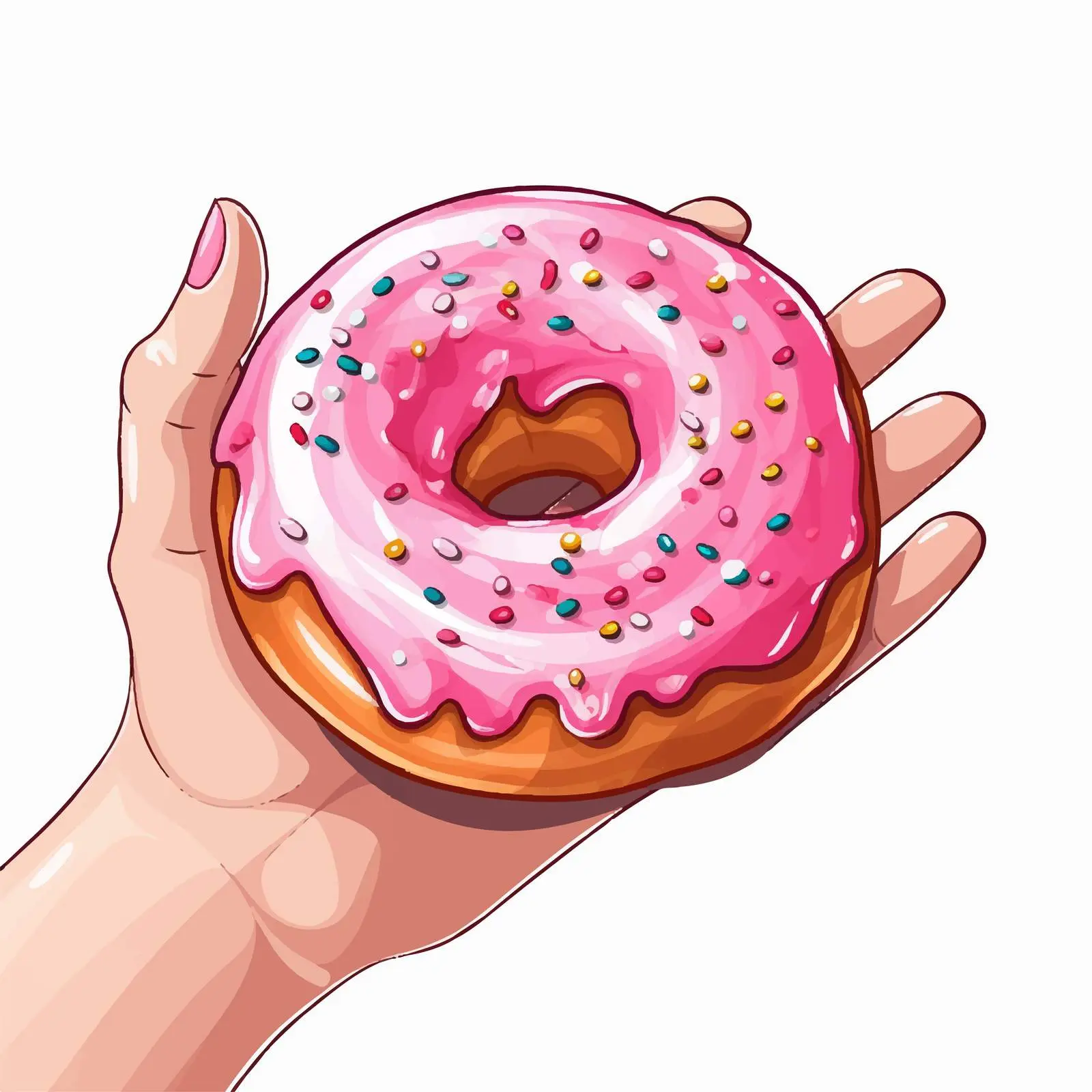 Pink Donut with Powder and Stylish Nails – free delicious dessert image from Dotvec