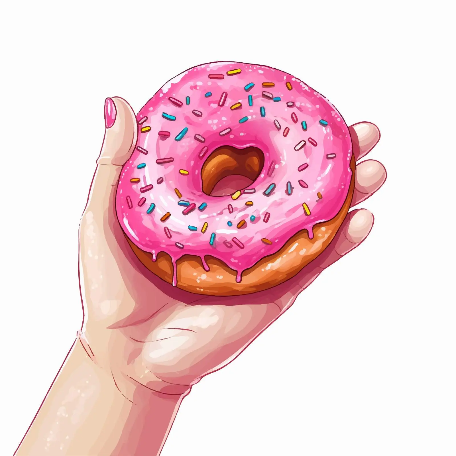 Pink Donut with Powder and Pink Nails — free download from Dotvec