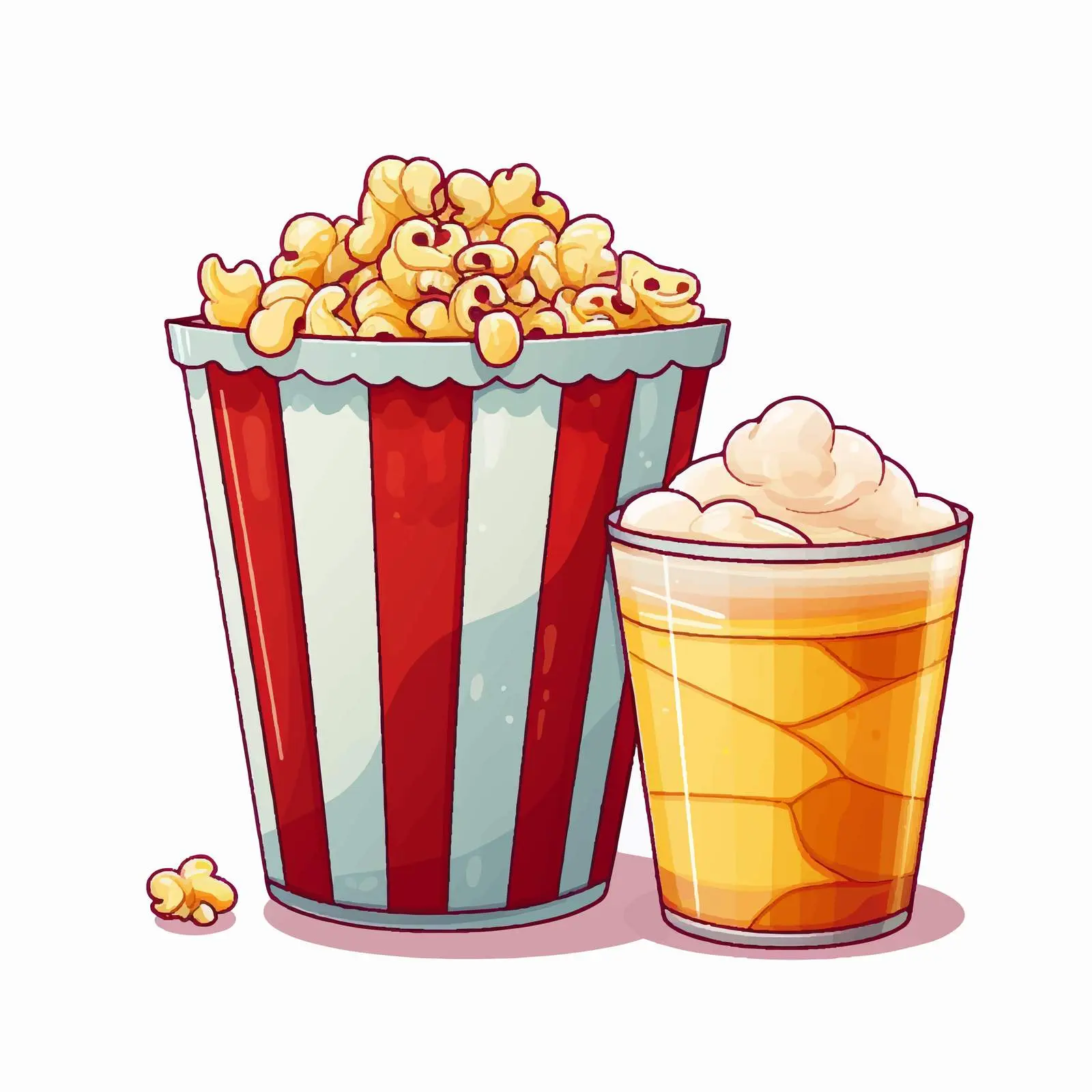 Delicious Popcorn and Drink Icon Illustration – free beverage container image from Dotvec