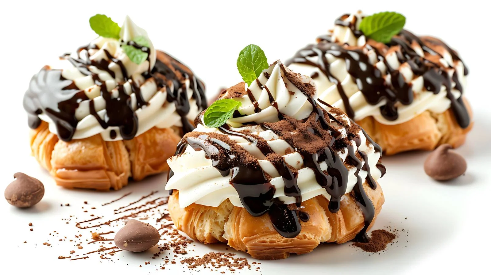 Delectable profiteroles dessert on white background — free download from Dotvec