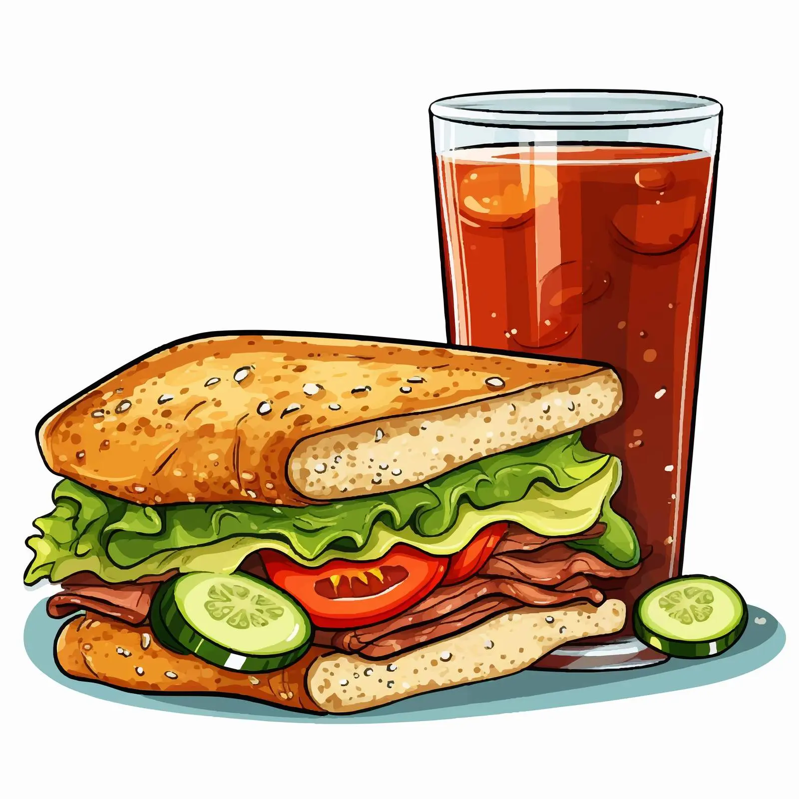 Delicious Sandwich and Soda Cartoon Vector Illustration — free download from Dotvec