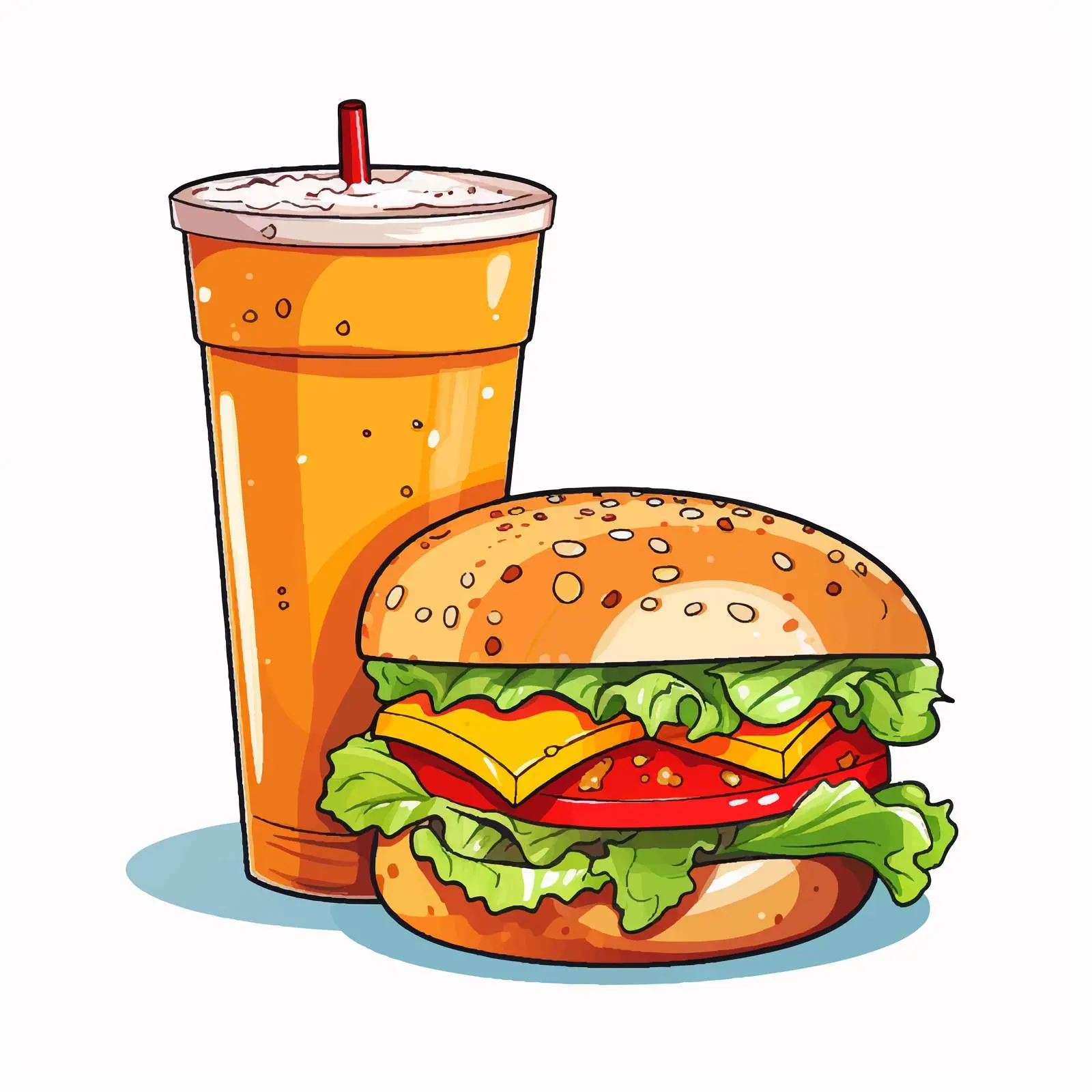 Delicious Cartoon Sandwich with Soda Vector Illustration — free download from Dotvec