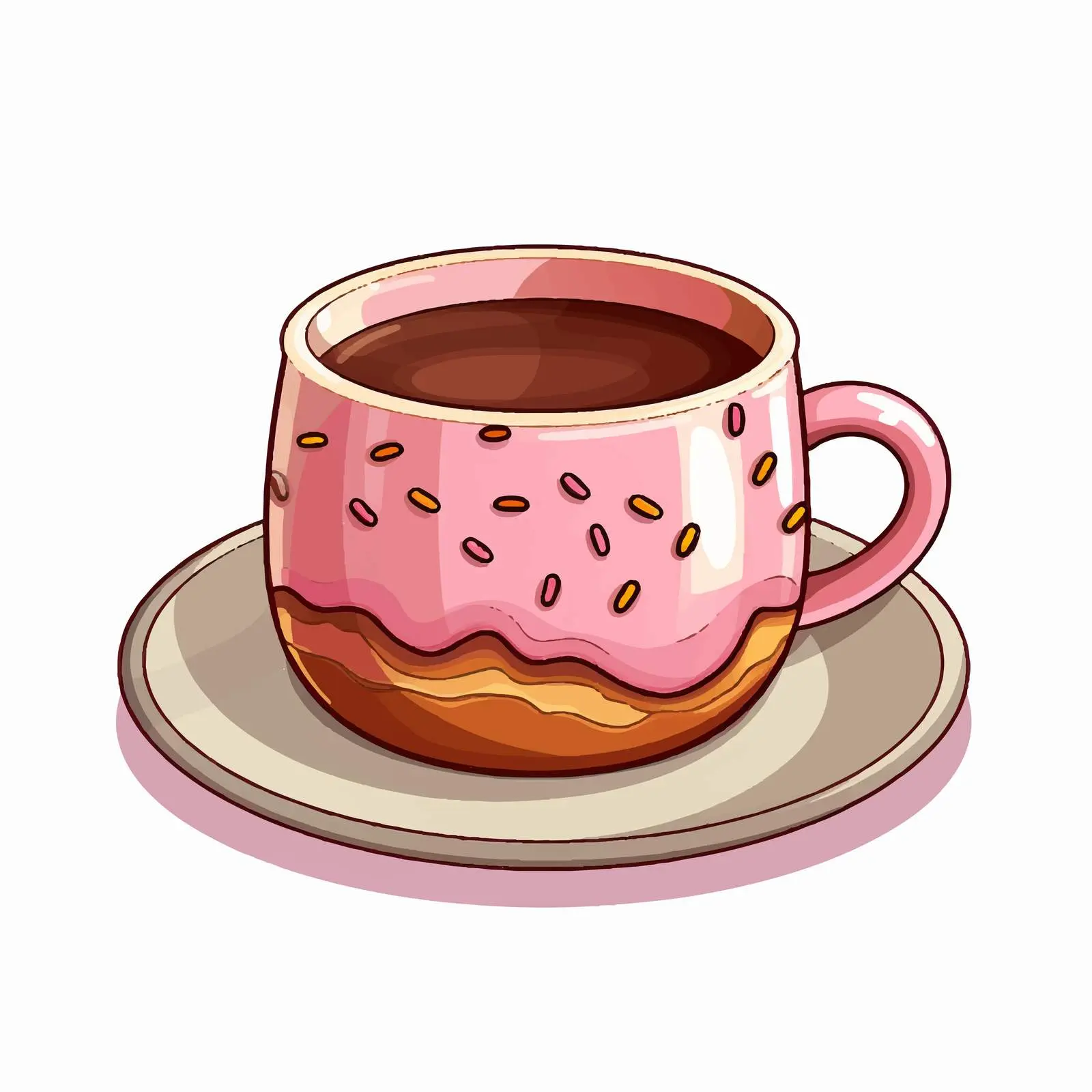 Sweet Cartoon Donut with Coffee Cup Vector — free download from Dotvec